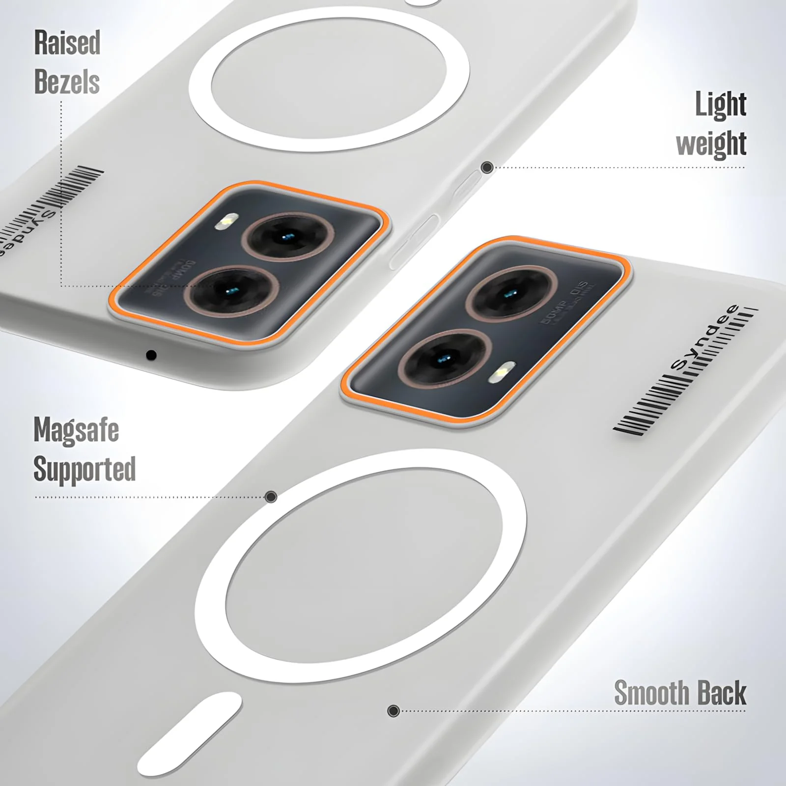 DL3 Mobilak Clear MagSafe-Compatible Magnetic Case for Motorola Moto G85 5G with Camera Protection and Ring Holder - Clear