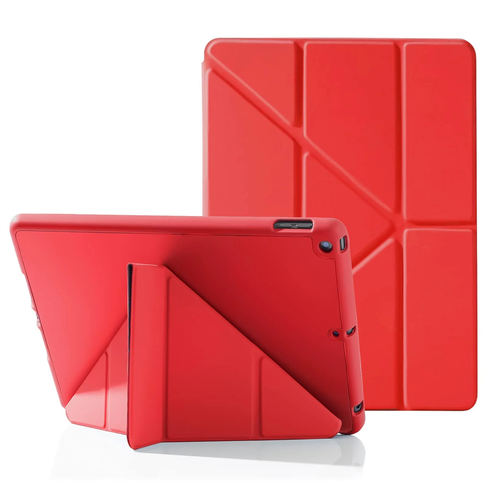 DL3 Mobilak iPad 9th/ 8th/ 7th Generation, Case for iPad 10.2-Inch 2021/2020/ 2019 with Pencil Holder, iPad 7th Gen 2019 Case with Soft Baby Skin Silicone Back, Auto Wake/Sleep Cover - A. Red