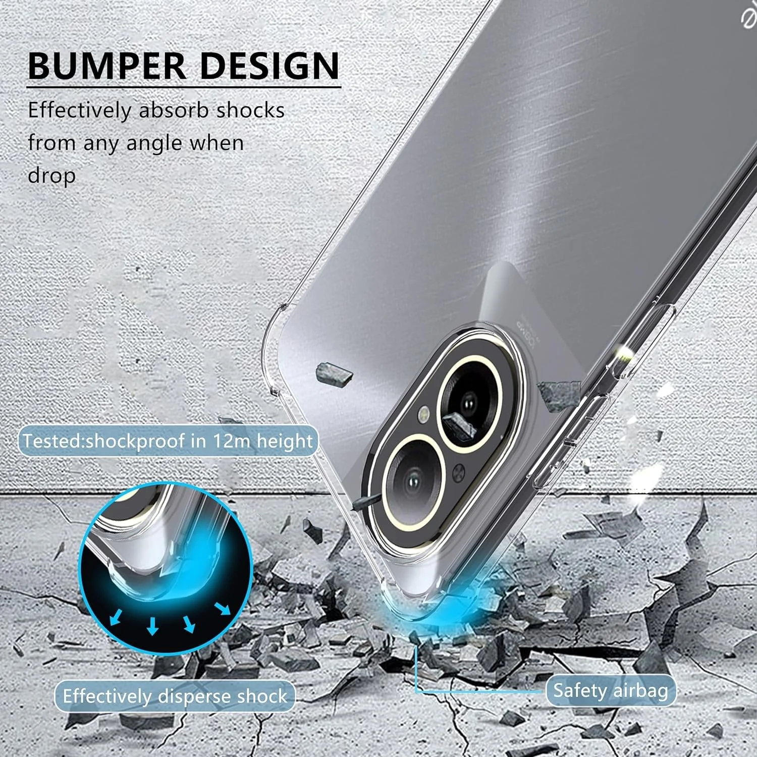 DL3 Mobilak Clear TPU Case for OPPO realme C67 4G, Camera protection, Shock-absorbing protection, Non-slip grip - Clear