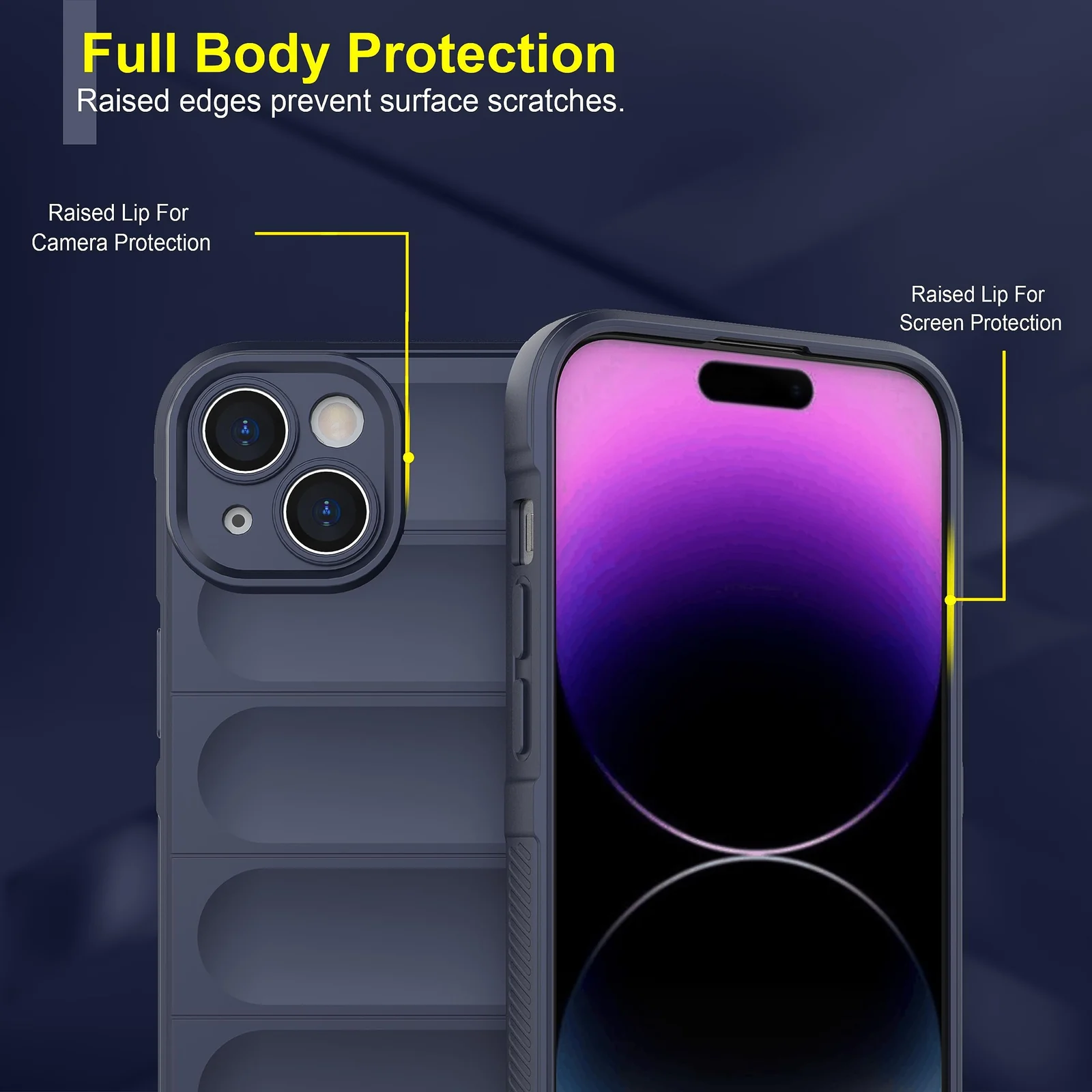 DL3 Mobilak Silicone Case for iPhone 15+ Plus 6.7-Inch Heavy Duty Protective [Slim Fit] Shockproof Soft Flexible Protective Design Shock-Absorption TPU Cover With Camera Protection - Blue