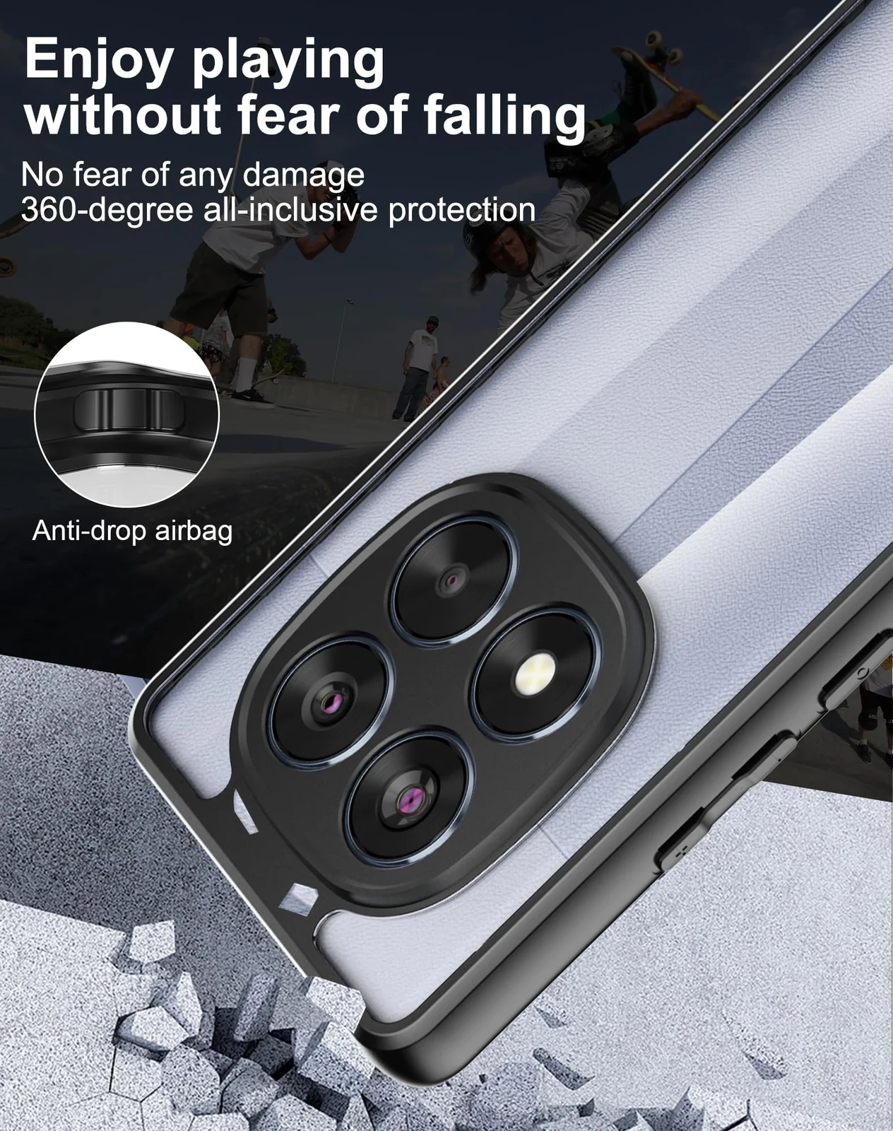 DL3 Mobilak Clear Protective Case for Xiaomi Redmi Note 14 Pro Plus 5G - Black