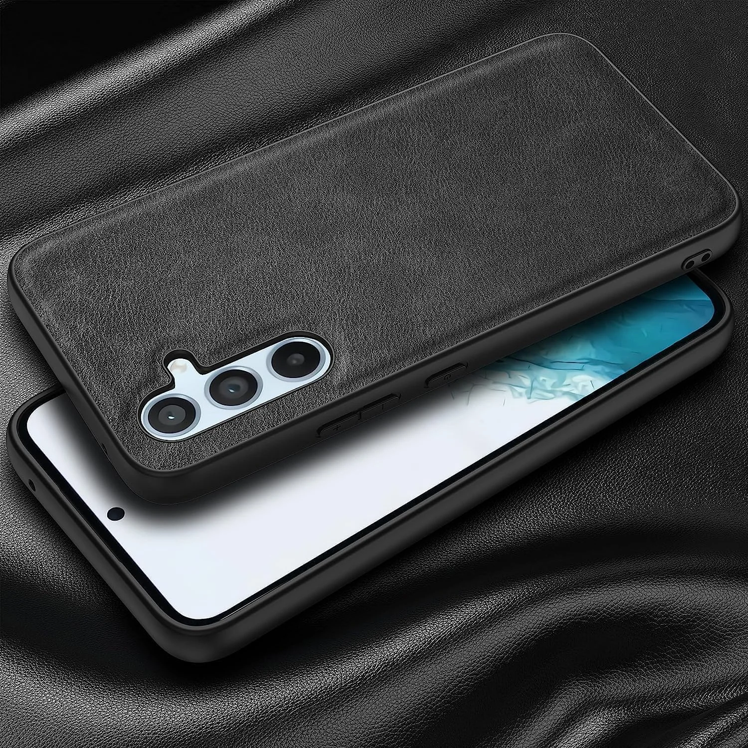 DL3 Mobilak Case for Samsung Galaxy A15 5G Leather, Anti-Drop, Anti-Shock, Non-Slip Texture, Simple Cell Phong Cover for Samsung Galaxy A15 5G - Black