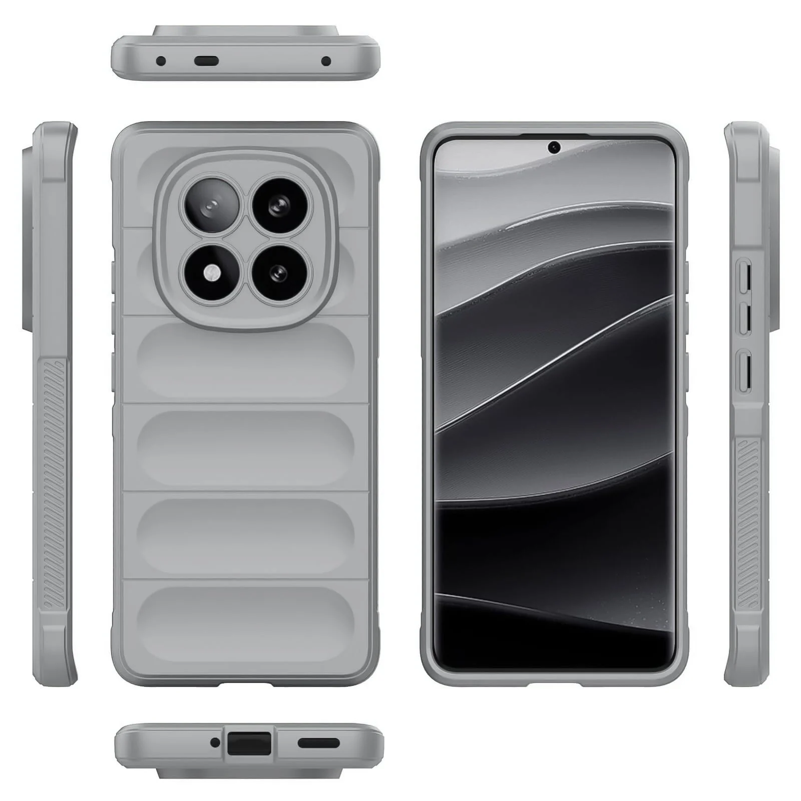 DL3 Mobilak Flexible Silicone and TPU Protective Case with Camera Protection for Xiaomi Redmi Note 14 Pro Plus 5G - Gray