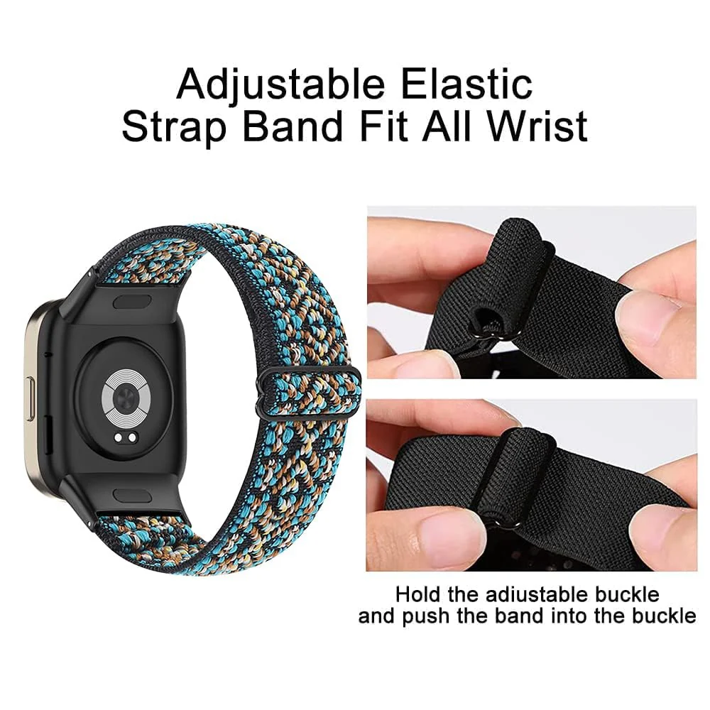 DL3 Mobilak Elastic Straps Compatible with Xiaomi Redmi Watch 3 (Not for Redmi Watch 3 Lite/Active) Men Women, Adjustable Stretchy Bracelets Sport Nylon Replacement Bracelet - Embroidery Blue
