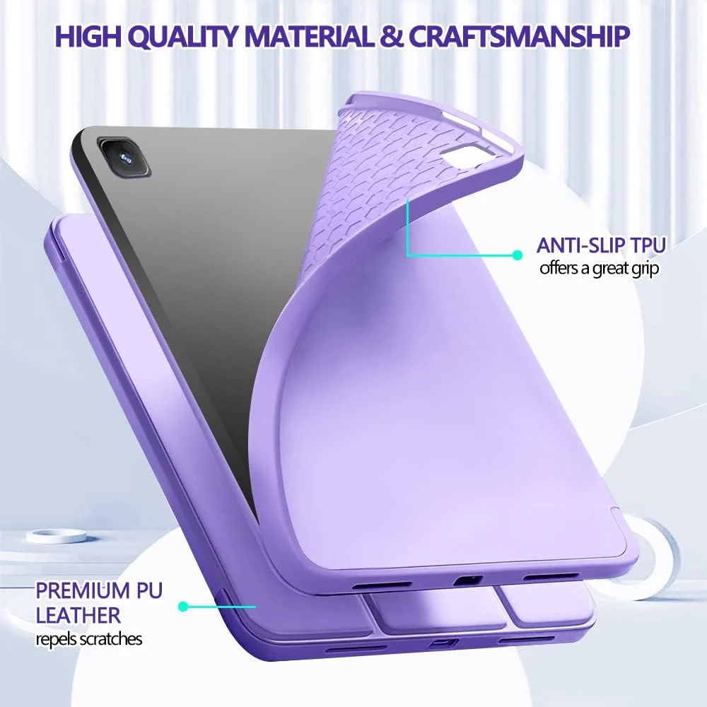 DL3 Mobilak Smart Case For Samsung Galaxy Tab S6 Lite 10.4 inch 2022 (SM-P613/P619) & 2020 (SM-P610/P615) with Pencil Holder, Soft TPU Smart Stand Back Cover Auto Wake/Sleep - Light Purple