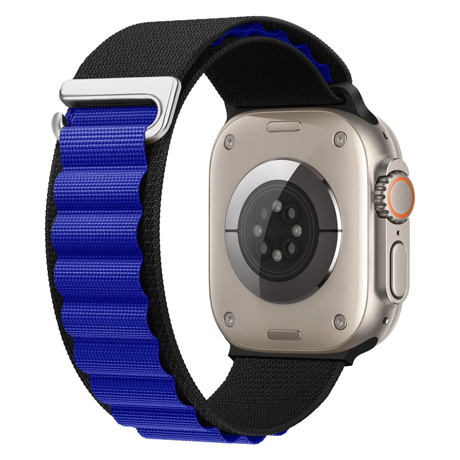 DL3 Mobilak Trail/Alpine Loop Nylon Band Compatible with Apple Watch Ultra 2/Ultra Band 49mm 45mm 44mm 42mm, Adjustable with Metal C-Hook Strap for iWatch Ultra Series 9/8/7/6/5/4/3/2/1/SE2/SE - A.Black Blue
