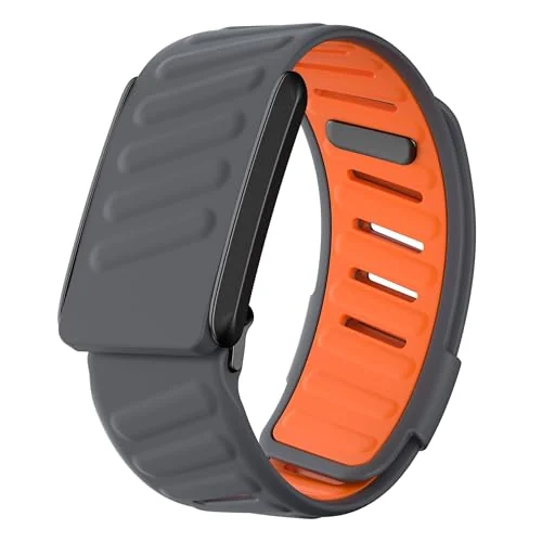 MOBIGON Breathable Silicone Sport Strap for WHOOP 4.0, Gray / Orange