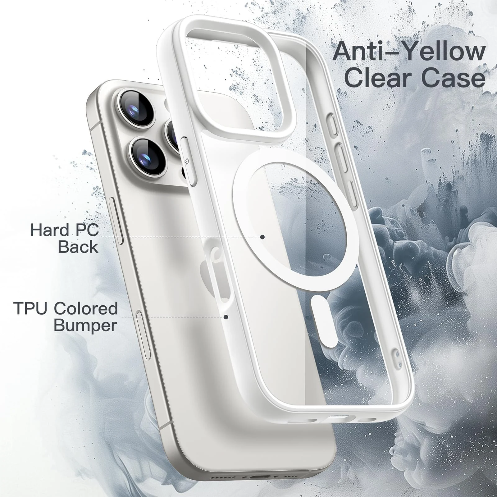 DL3 Mobilak Translucent Matte Case for iPhone 16 Pro Max 6.9-Inch Compatible with, Compatible with MagSafe accessories, Shock-absorbing protection, Scratch-resistant surface - White