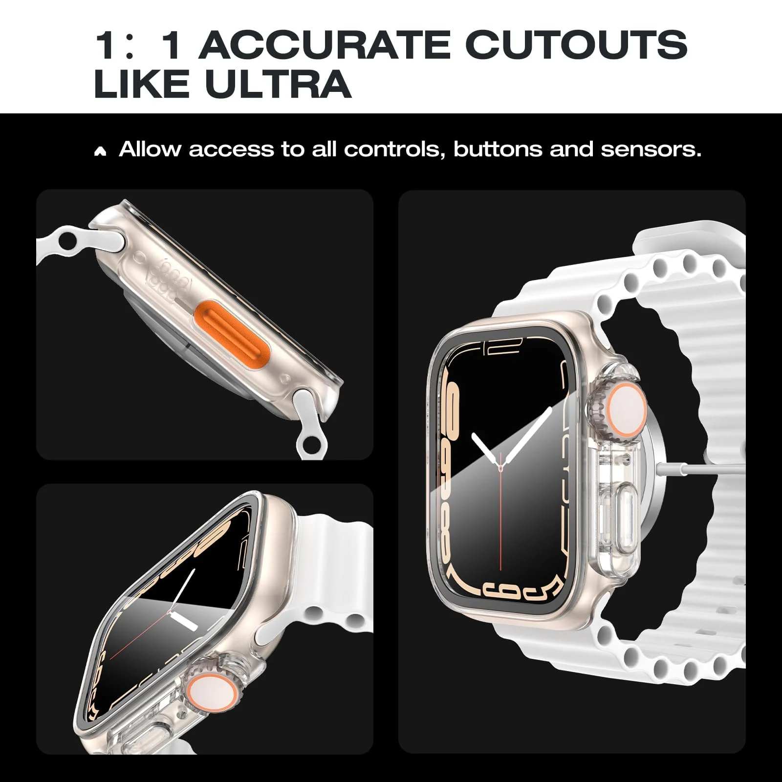 DL3 Mobilak for Apple Watch 45mm Screen Protector Case, Built-in Tempered Glass Screen Unique Design Case Cover for iWatch 45mm Series 9 8 7 - Clear