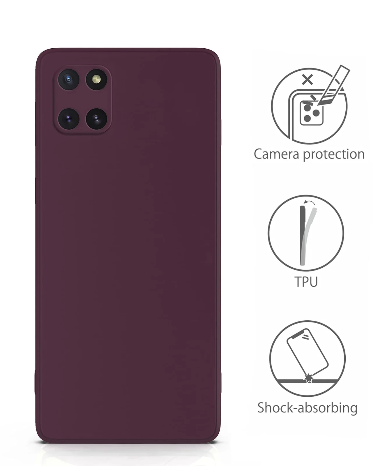 DL3 Mobilak Liquid Silicone Protective Case for Samsung Galaxy Note 10 Lite with Microfiber Lining and Shockproof Design - Wine Red
