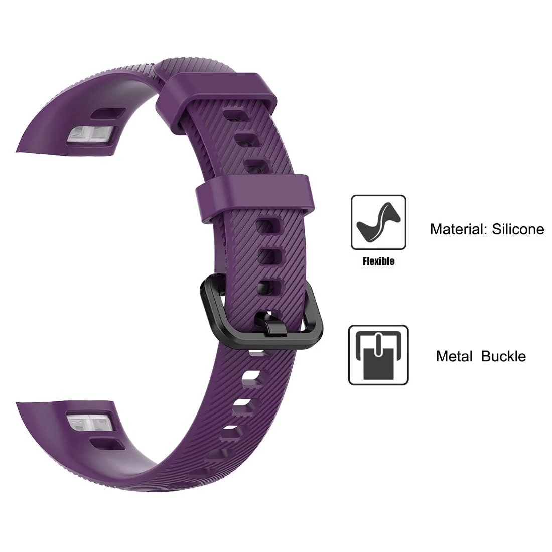DL3 Mobilak Compatible for Honor Band 5/Honor Band 4 Strap, Soft Silicone Sport Wristband Adjustable Accessory Bracelet Replacement Band for Honor Band 5/Band 4 - Purple