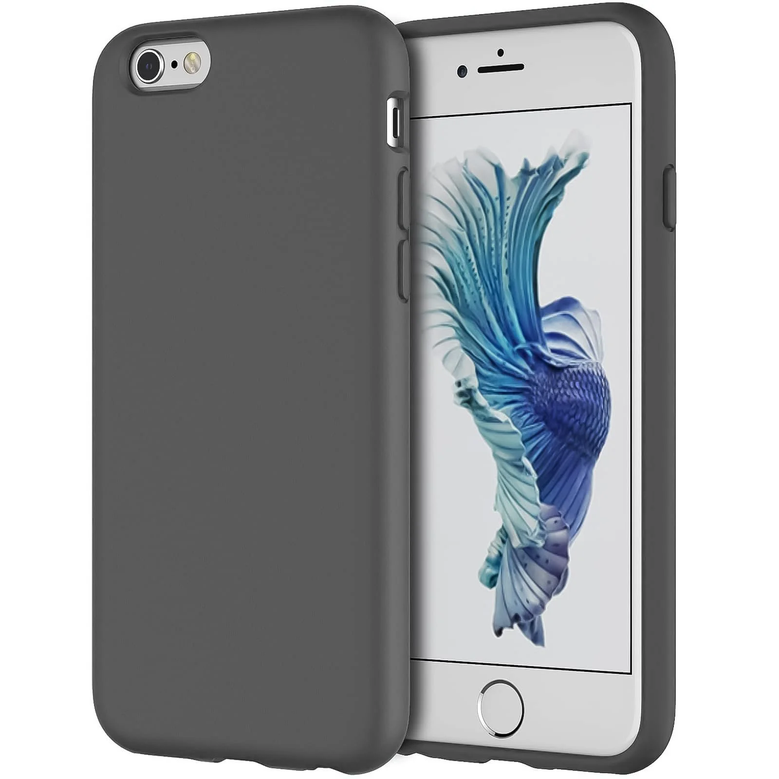 DL3 Mobilak Liquid Silicone Protective Case for iPhone 6 Plus / 6S Plus with Camera Protection and Microfiber Lining - A Dark Gray