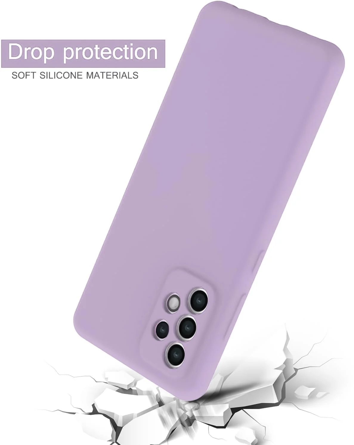 DL3 Mobilak Liquid Silicone Protective Case for Samsung Galaxy A23 5G / 4G with Camera Protection and Microfiber Lining - Lavender