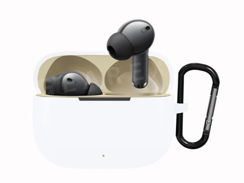 DL3 Mobilak Silicone Case Compatible with realme Buds T300 TWS Earbuds, Soft Silicone Protective Case Cover, Shockproof Sleeve with Carabiner For realme Buds T300 TWS