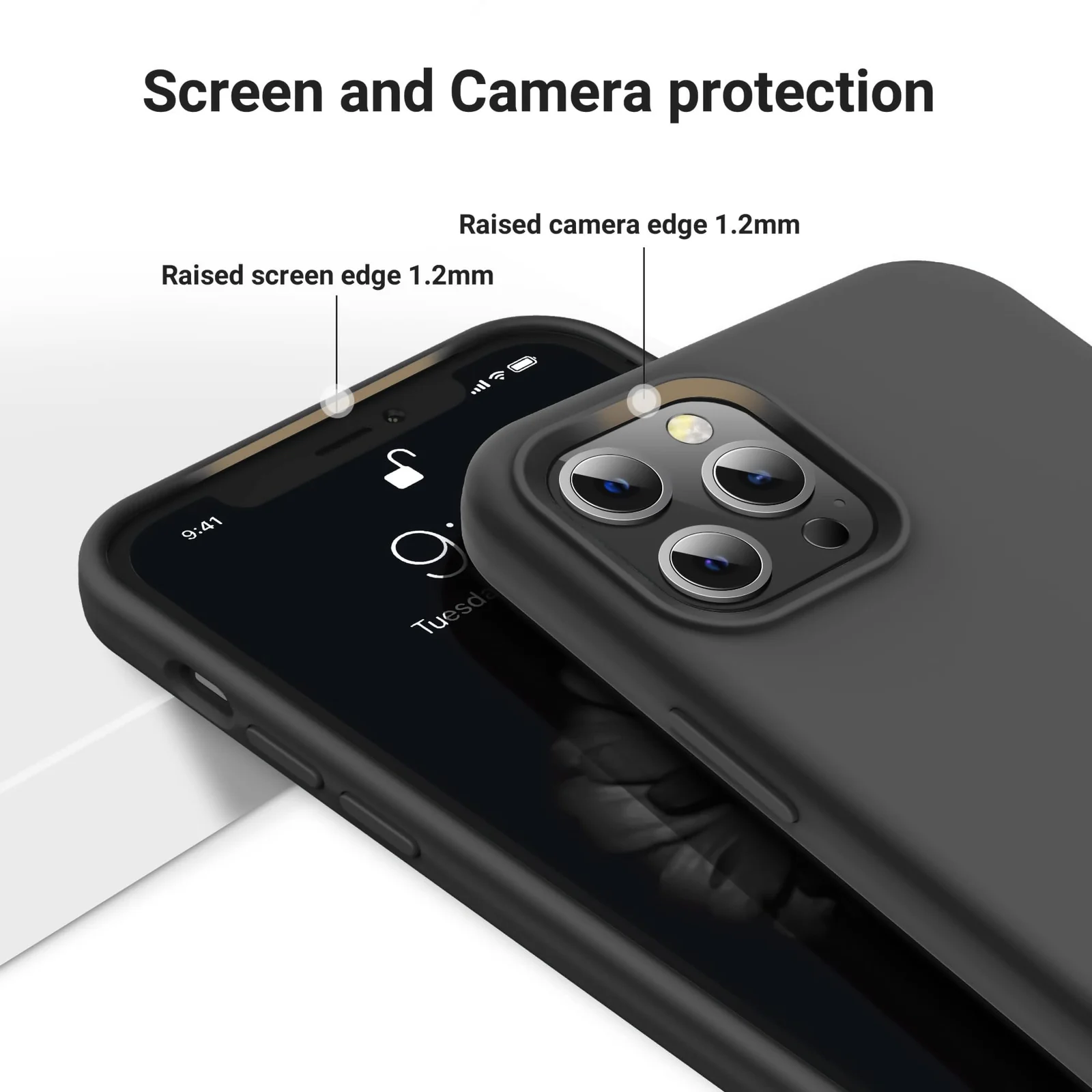 DL3 Mobilak Liquid Silicone Case for iPhone 14 Pro (6.1 Inch), Shock-absorbing protection, Scratch-resistant surface, Soft microfiber lining - Gray