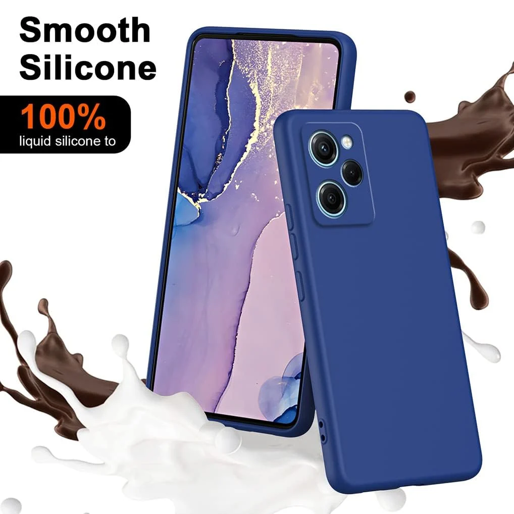 DL3 Mobilak Soft Silicone Protective Case for POCO X5 Pro 5G with Microfiber Lining and Shockproof Design - Royal Blue