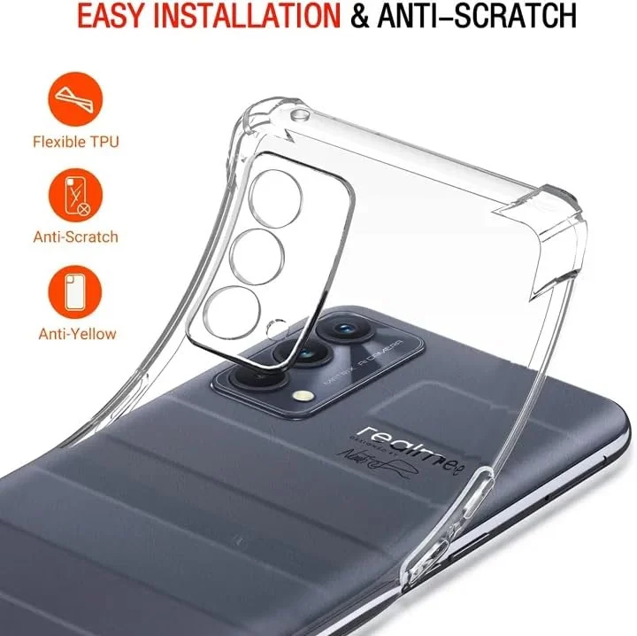 DL3 Mobilak Case Compatible with realme GT Master Edition/realme Q3 Pro/OPPO K9, Cover Silicone TPU Gorilla Anti-shock Protector Camera Shockproof Corners - Clear