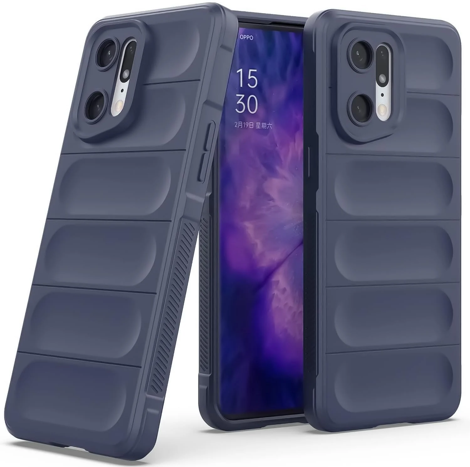 DL3 Mobilak Flexible Silicone and TPU Protective Case with Camera Protection for OPPO Find X5 - Blue