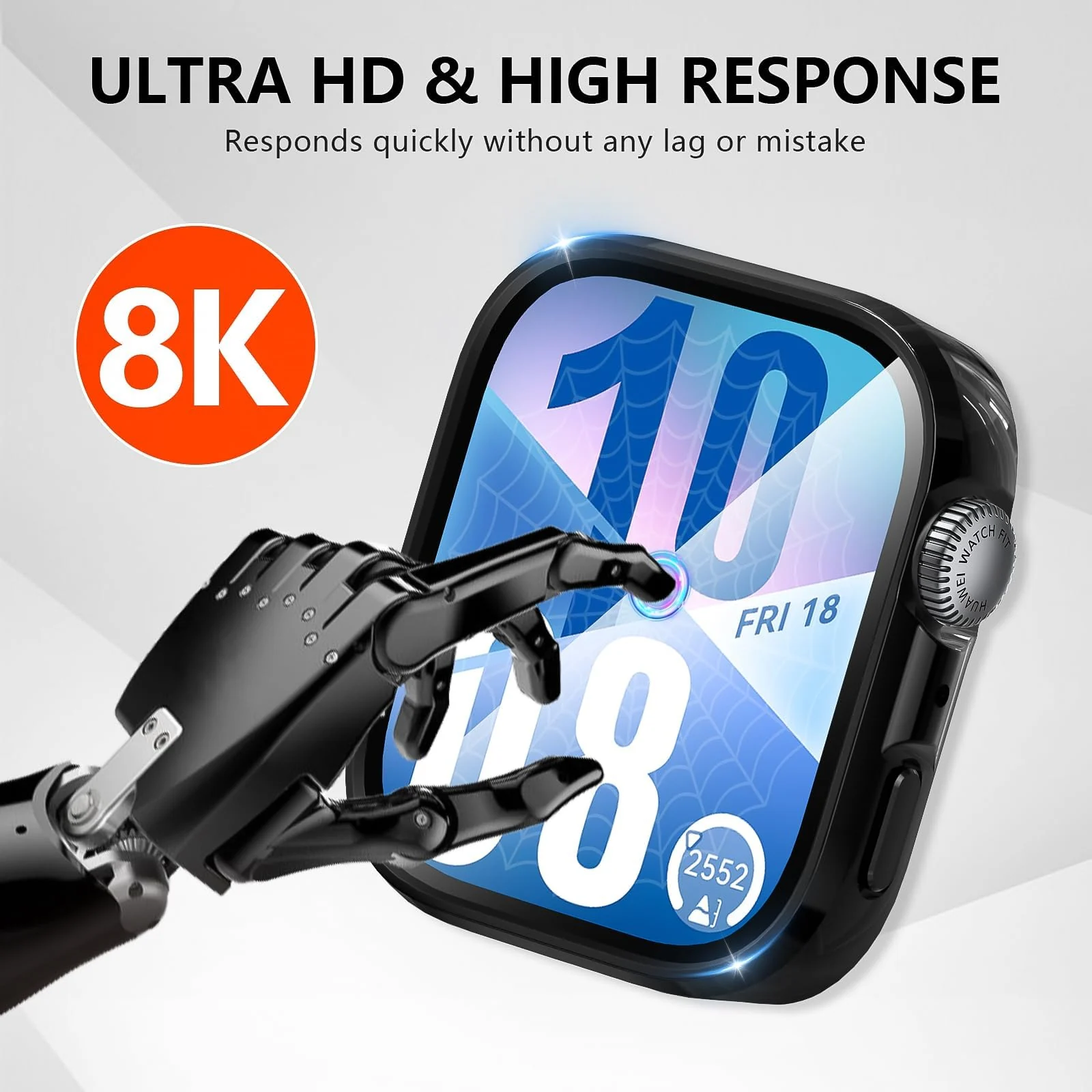 DL3 Mobilak Case Compatible with Huawei Watch Fit 4, Full Coverage Slim Hard Case Protective Bumper Built-in Tempered Glass Screen Protector Shell for Huawei Watch Fit 4 - Black