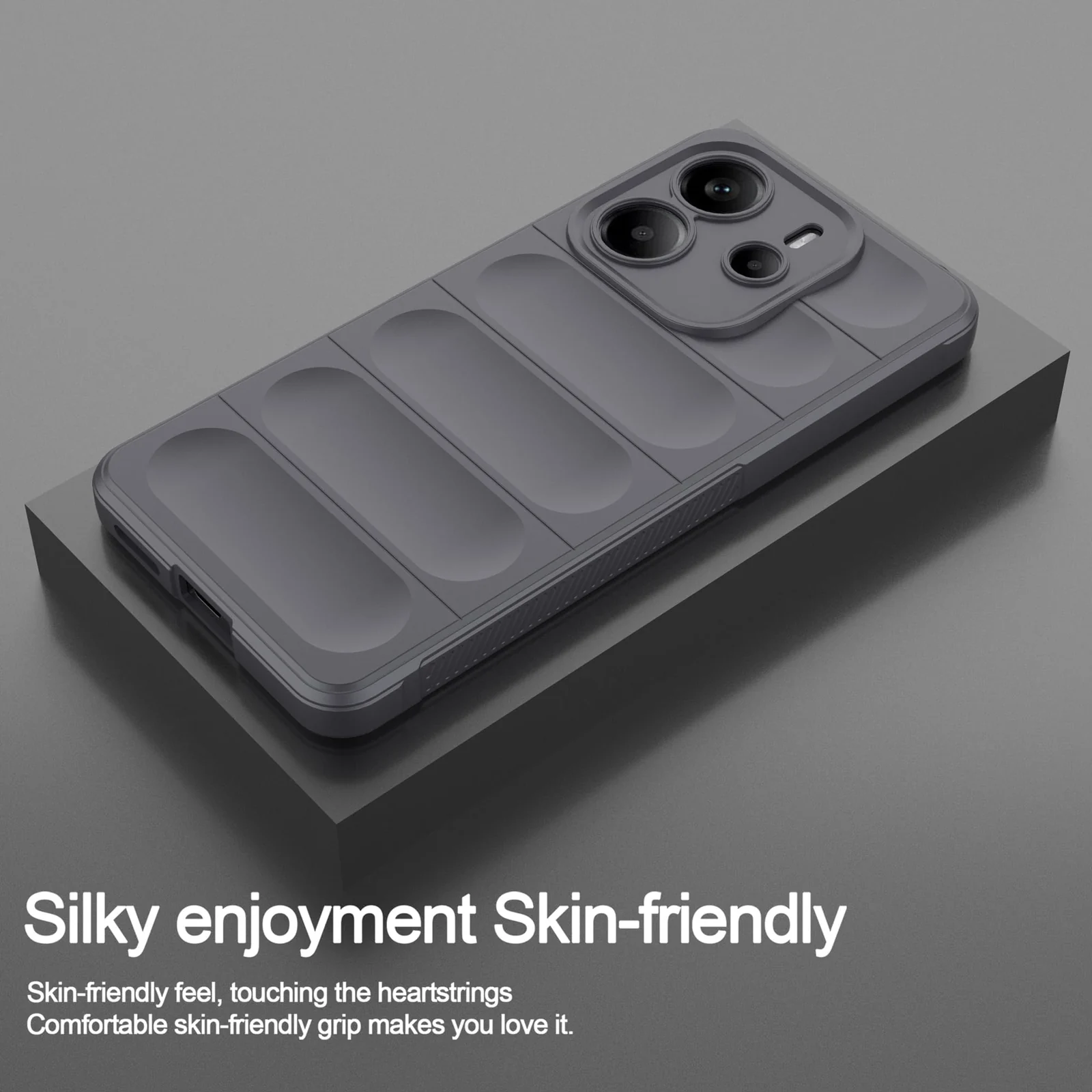 DL3 Mobilak Flexible Silicone and TPU Protective Case with Camera Protection for Xiaomi Redmi Note 14 4G - Dark Gray