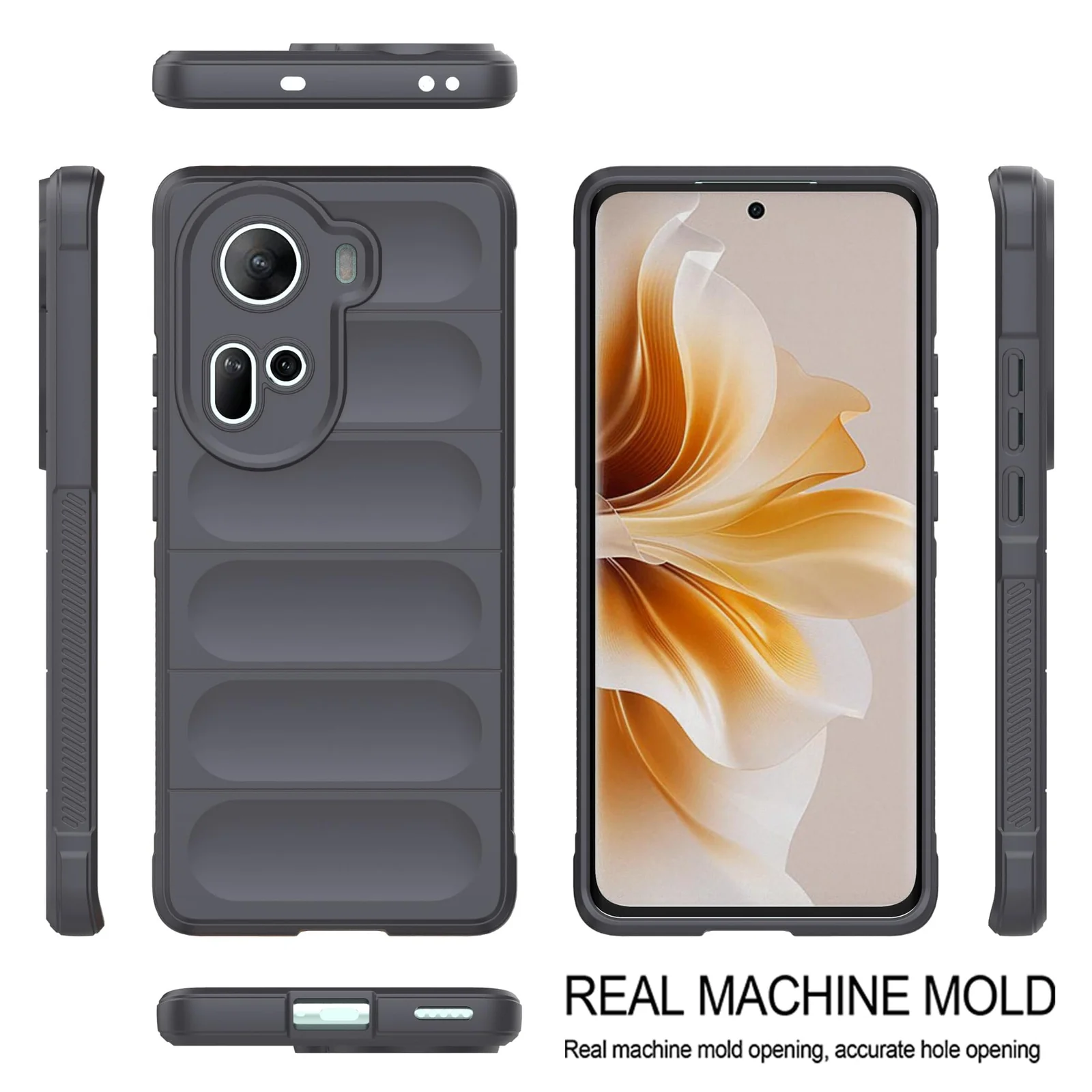 DL3 Mobilak Flexible Silicone and TPU Protective Case with Camera Protection for OPPO Reno 11 5G - Dark Grey