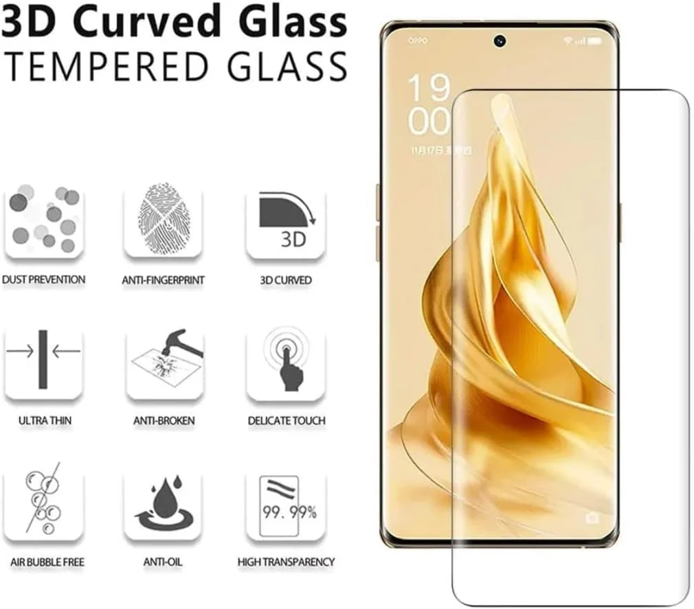 DL3 Mobilak Full Curved 5D Glass Screen Protector Full Glue For OPPO Reno 8T 5G - Black