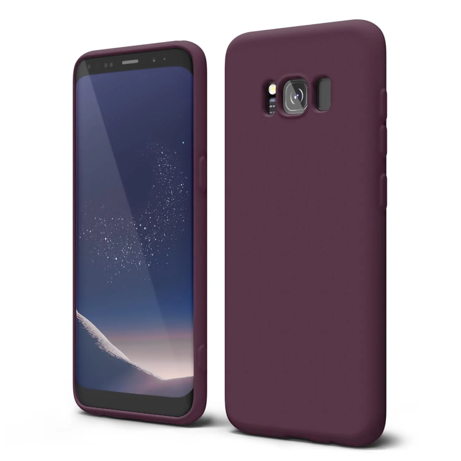 DL3 Mobilak Liquid Silicone Protective Case with Soft Microfiber Lining with Full Camera Protection for Samsung Galaxy S8+ Plus - Wine Red