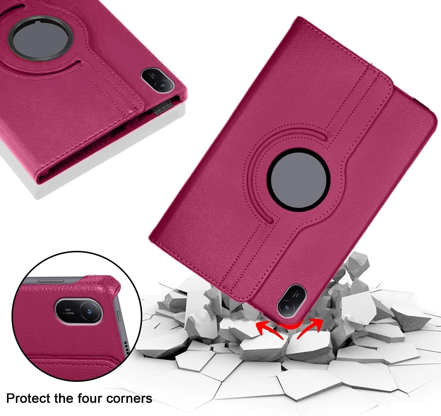 DL3 Mobilak Protective Cover for Huawei MatePad SE 11 inch 2024, 360° Rotatable Smart Stand, Leather Folio Flip Cover with Multi-Angle Viewing, Auto Wake Sleep - Pink