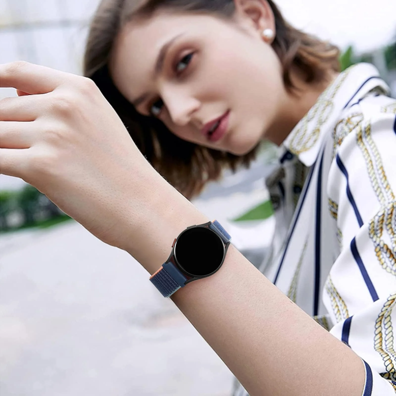 DL3 Mobilak Strap Nylon 20MM Band For Samsung Gear Sport/Watch 4/Watch 5 /Watch 5 Pro /S2 classic/active 2 40mm 44mm/Amazfit GTS 3/ GTS 4/GTS4 Mini/Bip 3/3Pro/GTS 2 mini/GTS 2e/Bip U (Deep) - Deep Navy