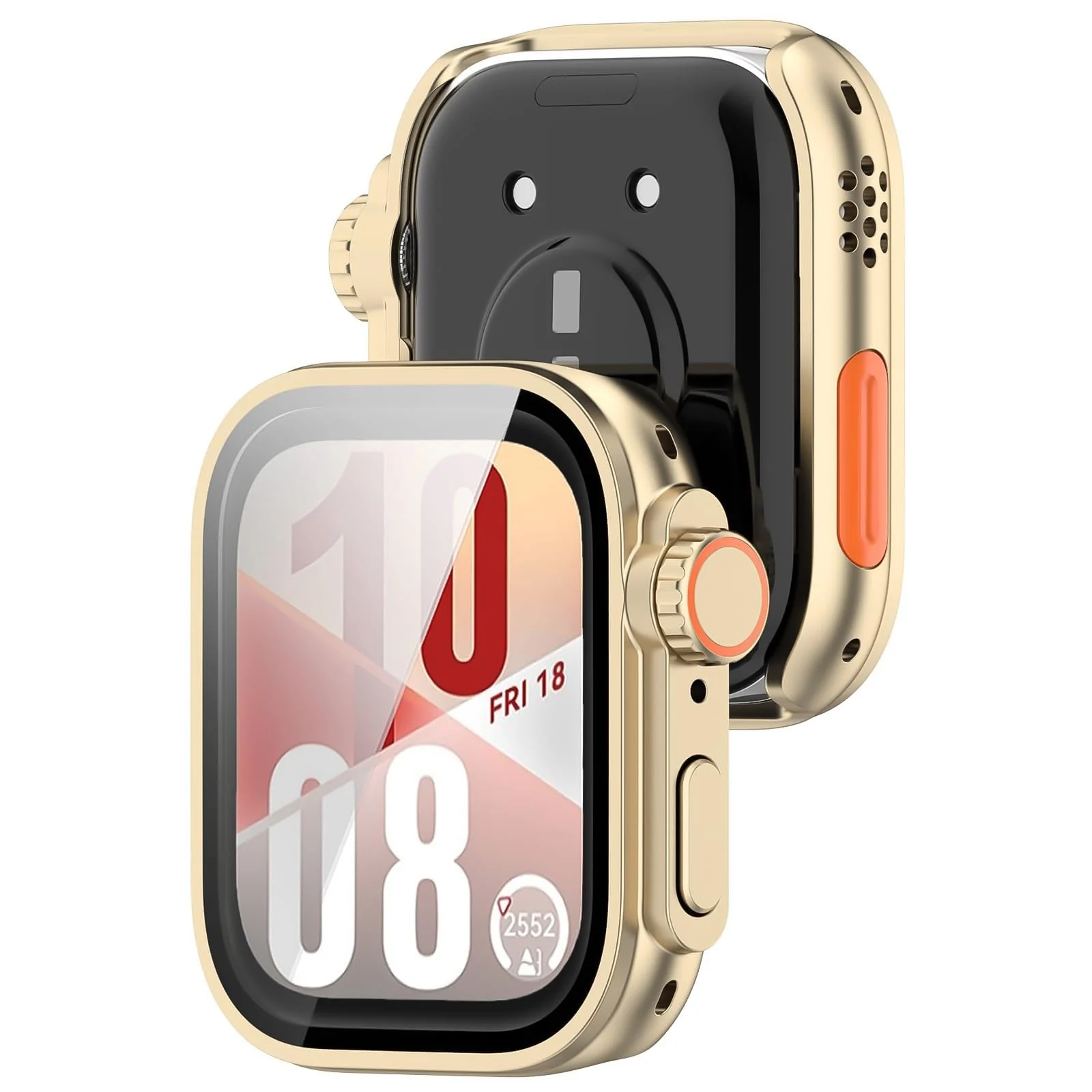 DL3 Mobilak for Huawei Watch Fit 4 2025 Case Screen Protector, [Looks Like iWatch Ultra Case] Built-in Tempered Glass Screen Unique Design Case Cover for Huawei Watch Fit4 - Gold