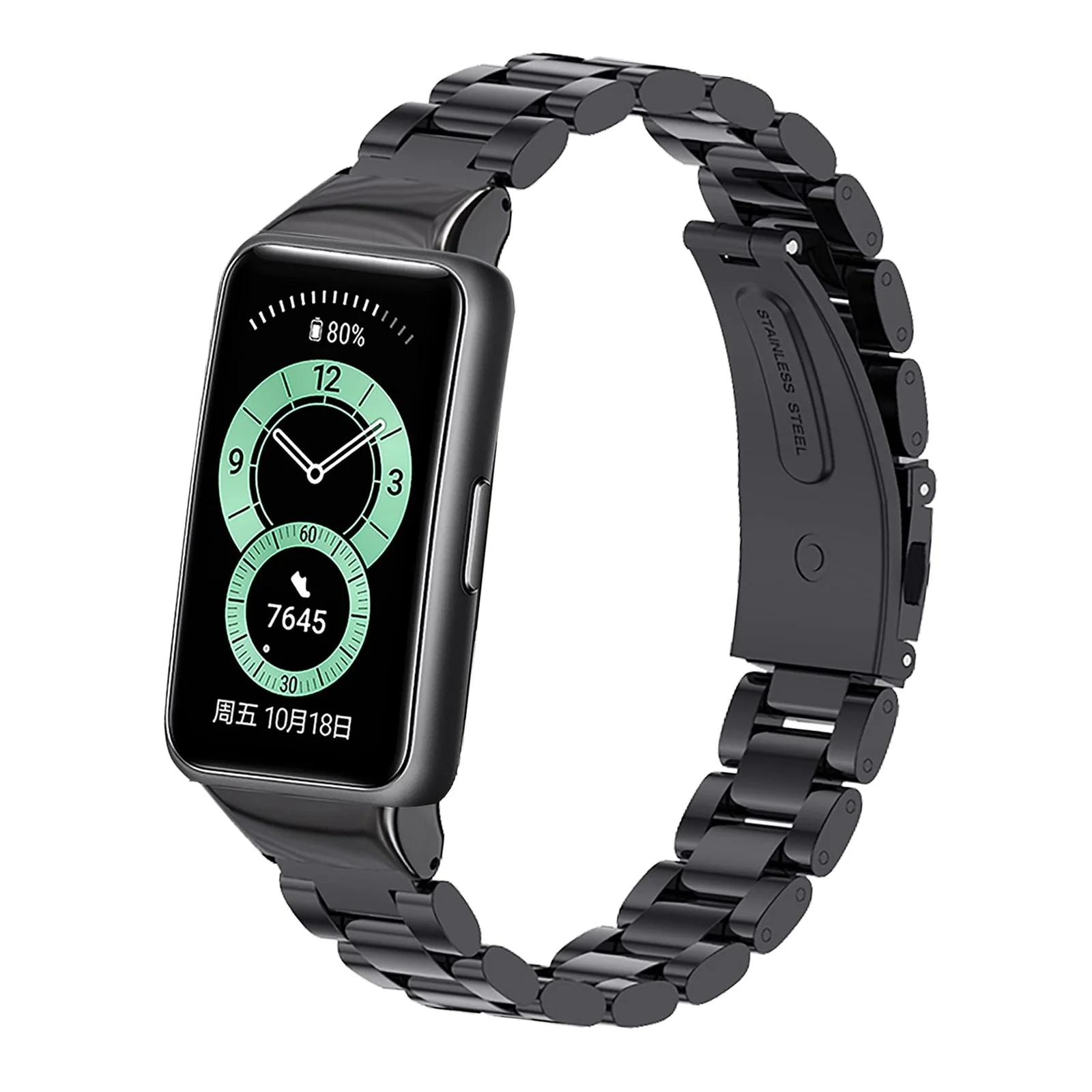 Mobigon Compatible with Huawei Band 6 Metal Strap, [Stainless Steel Metal Replacement Bracelet], Double Folding Clasp Watch Strap for Huawei Band 6 / Honor Band 6 / Honor Band 7 Wristbands Strap