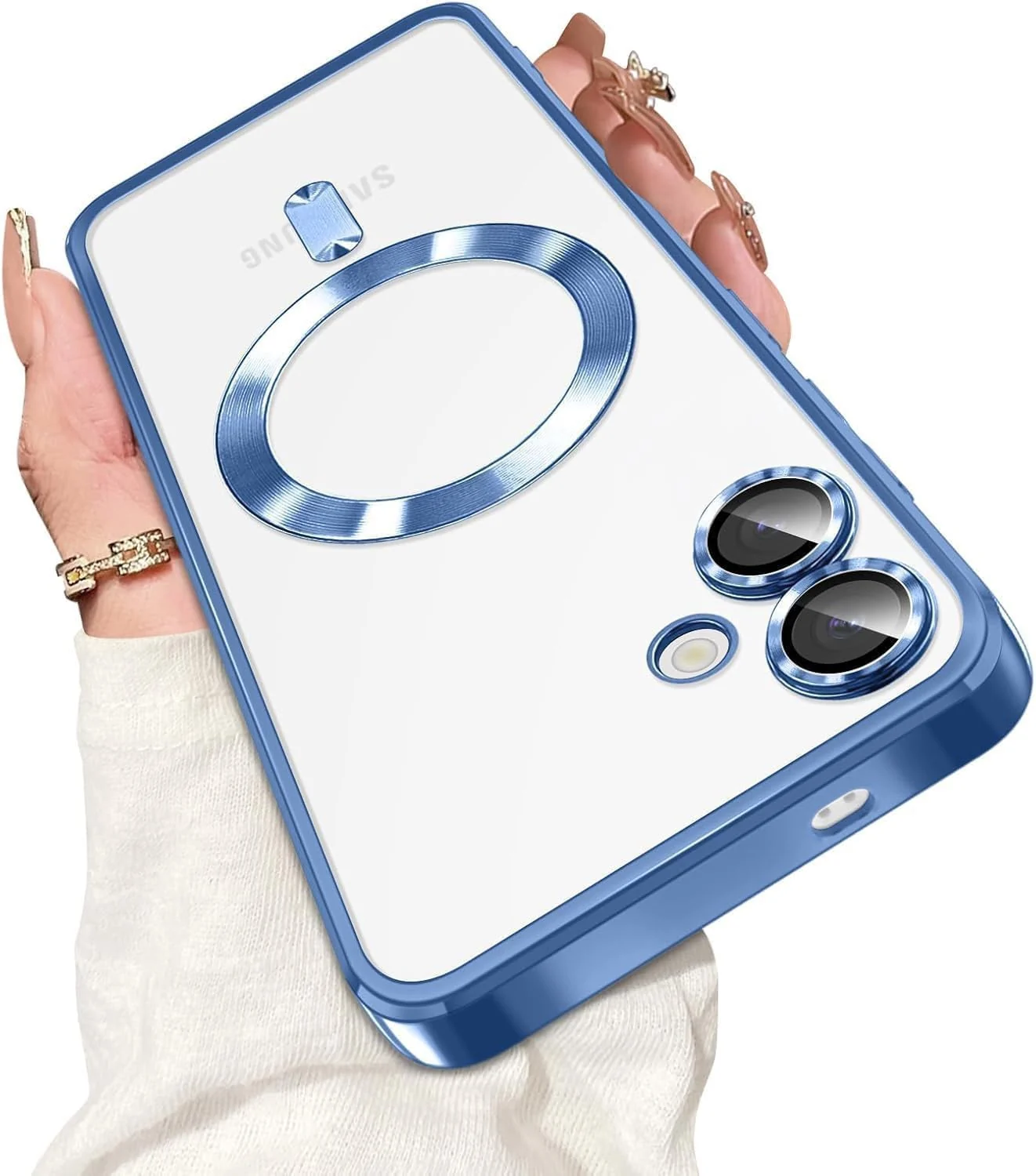 DL3 Mobilak Clear MagSafe-Compatible TPU Case and Camera Lens Protector for Samsung Galaxy A06 - Sierra Blue