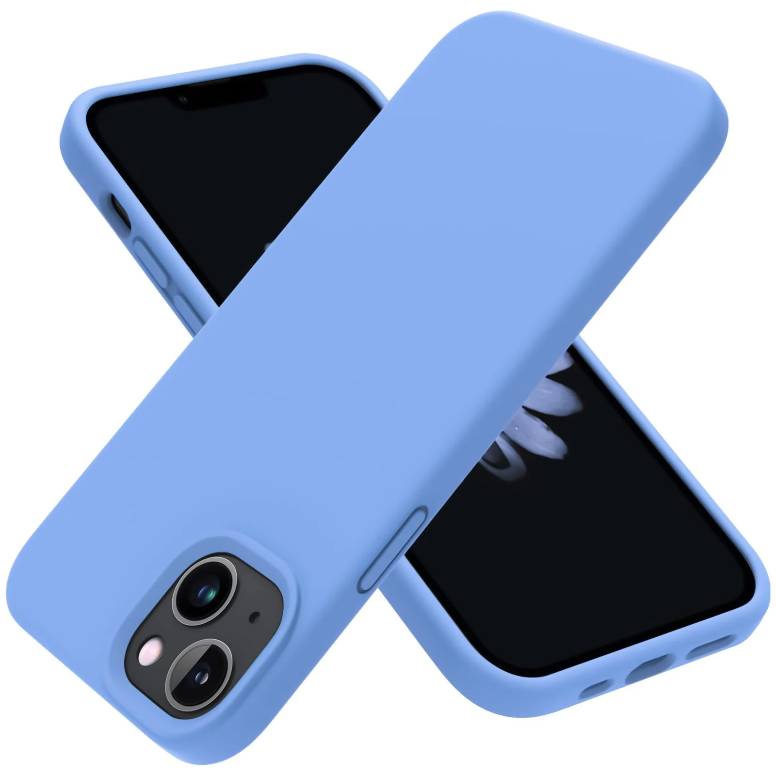 DL3 Mobilak Liquid Silicone Case for iPhone 13 / iPhone 14 (6.1 Inch), Shock-absorbing protection, Scratch-resistant surface, Soft microfiber lining - Light Blue