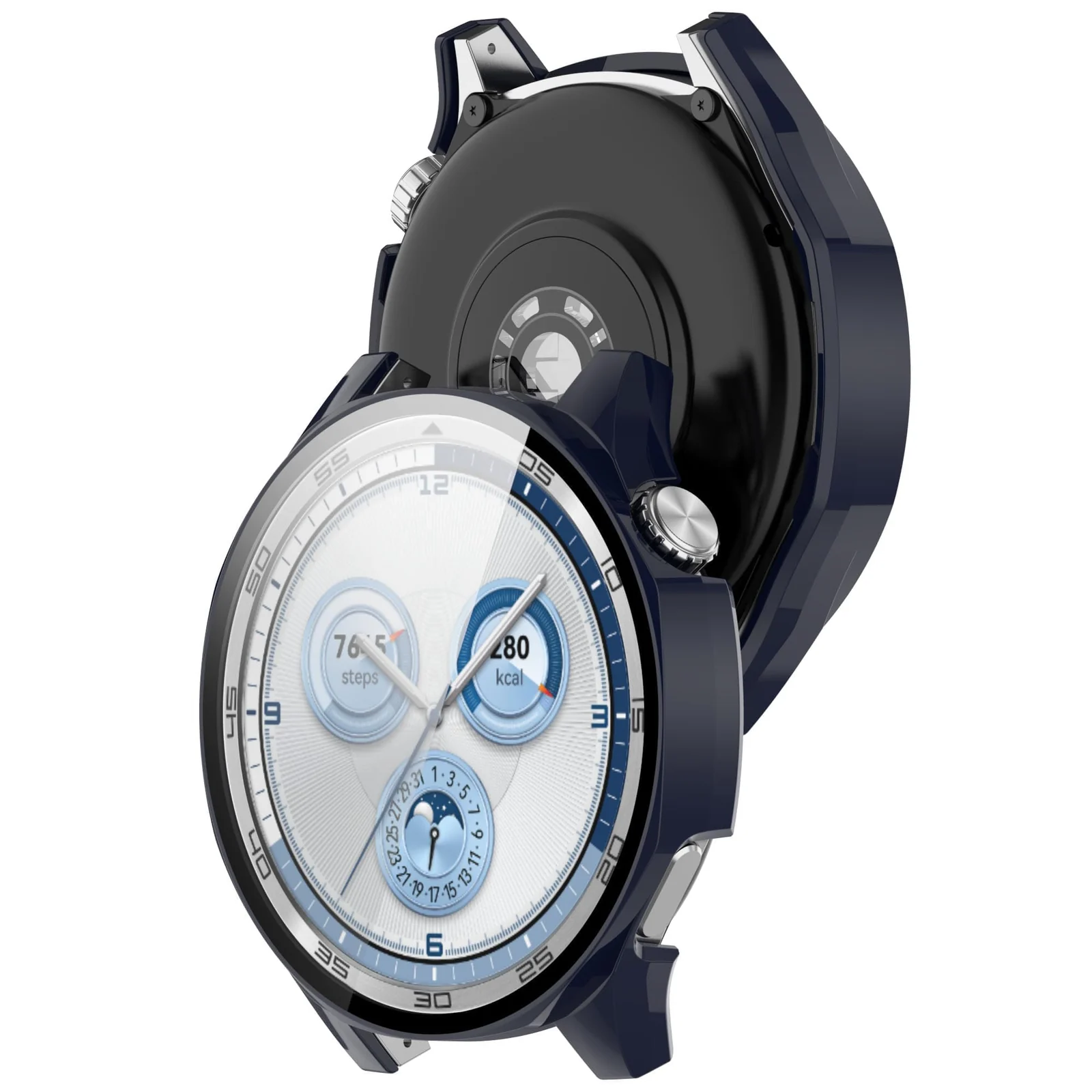 DL3 MOBILAK Full-Coverage Watch Case with Tempered Glass for Huawei Watch GT 5 46 mm, Blue
