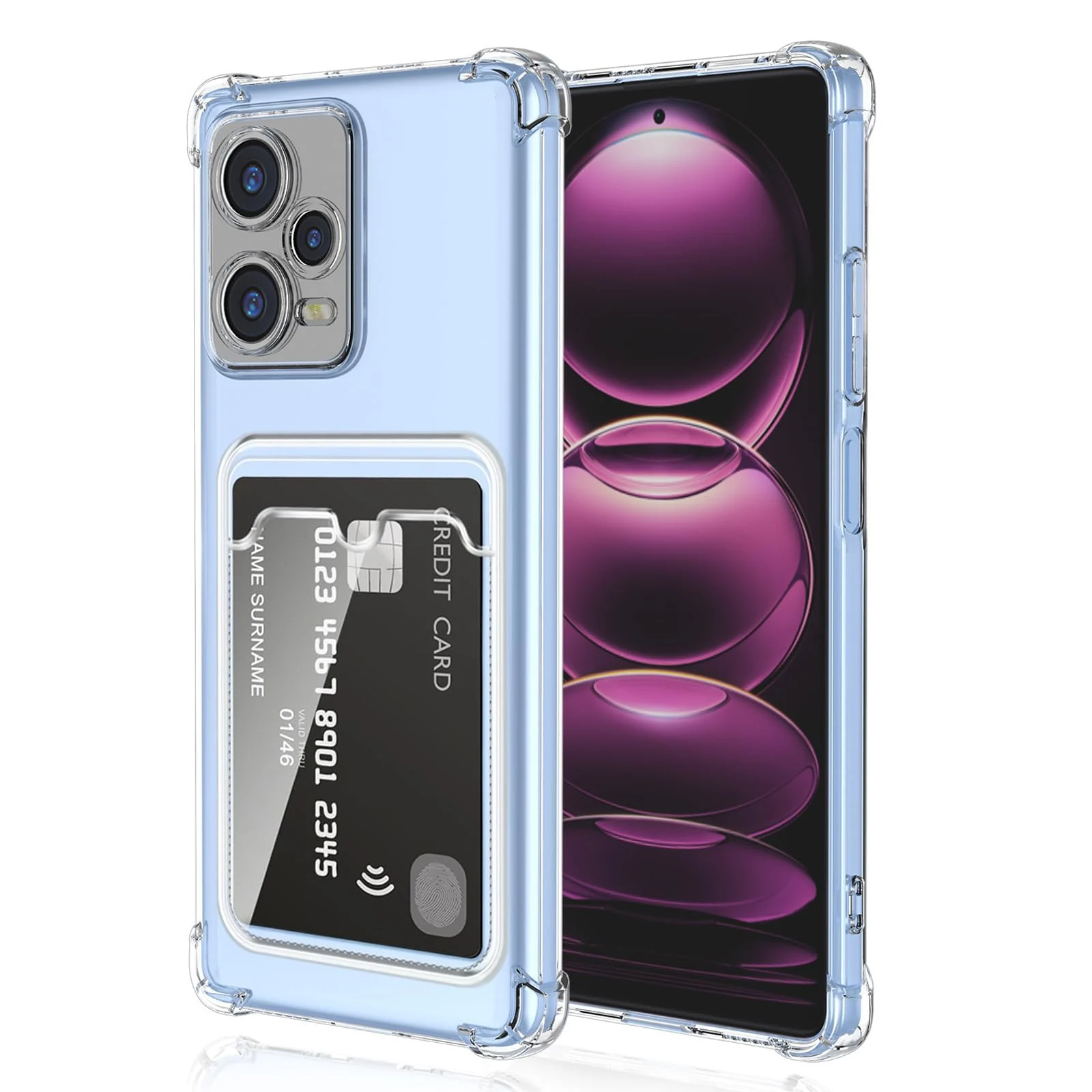 DL3 Mobilak Xiaomi Redmi Note 12 Pro 5G (Not 4G) Case Clear Card Holder Back Wallet Crystal Transparent Soft TPU Shockproof Bumper Corner Drop Protection Phone Case Cover With Camera Lens Protection - Clear