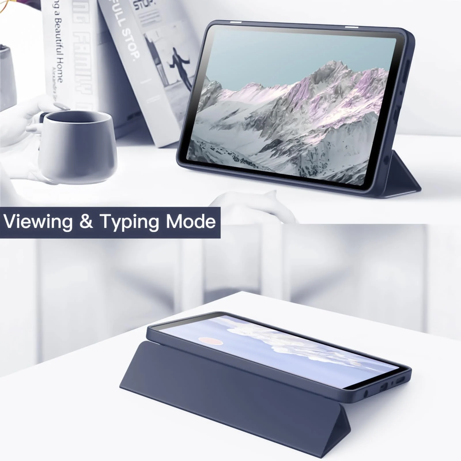 DL3 Mobilak Samsung Galaxy Tab A9 Cover Case 8.7 inch Tablet Cover [SM-X110/X115/X117] Case with Pen Holder, Soft TPU Back Trifold Stand Protective Smart Cover Flip, Auto Wake & Sleep - Dark Blue