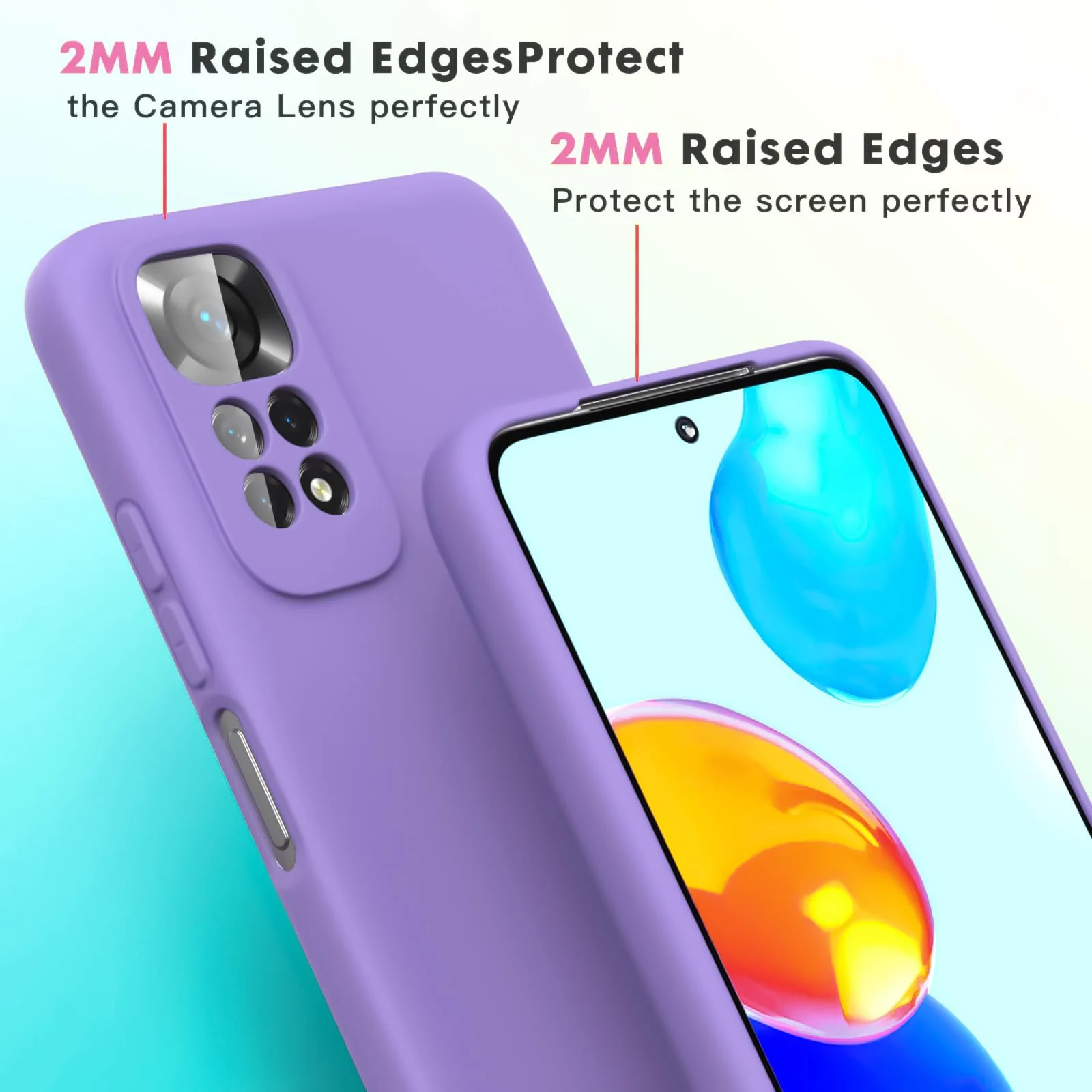 DL3 Mobilak Liquid Silicone Protective Case with Soft Microfiber Lining with Full Camera Protection for Xiaomi Redmi Note 12 Pro 4G / Redmi Note 11 Pro 4G&5G - Light Purple