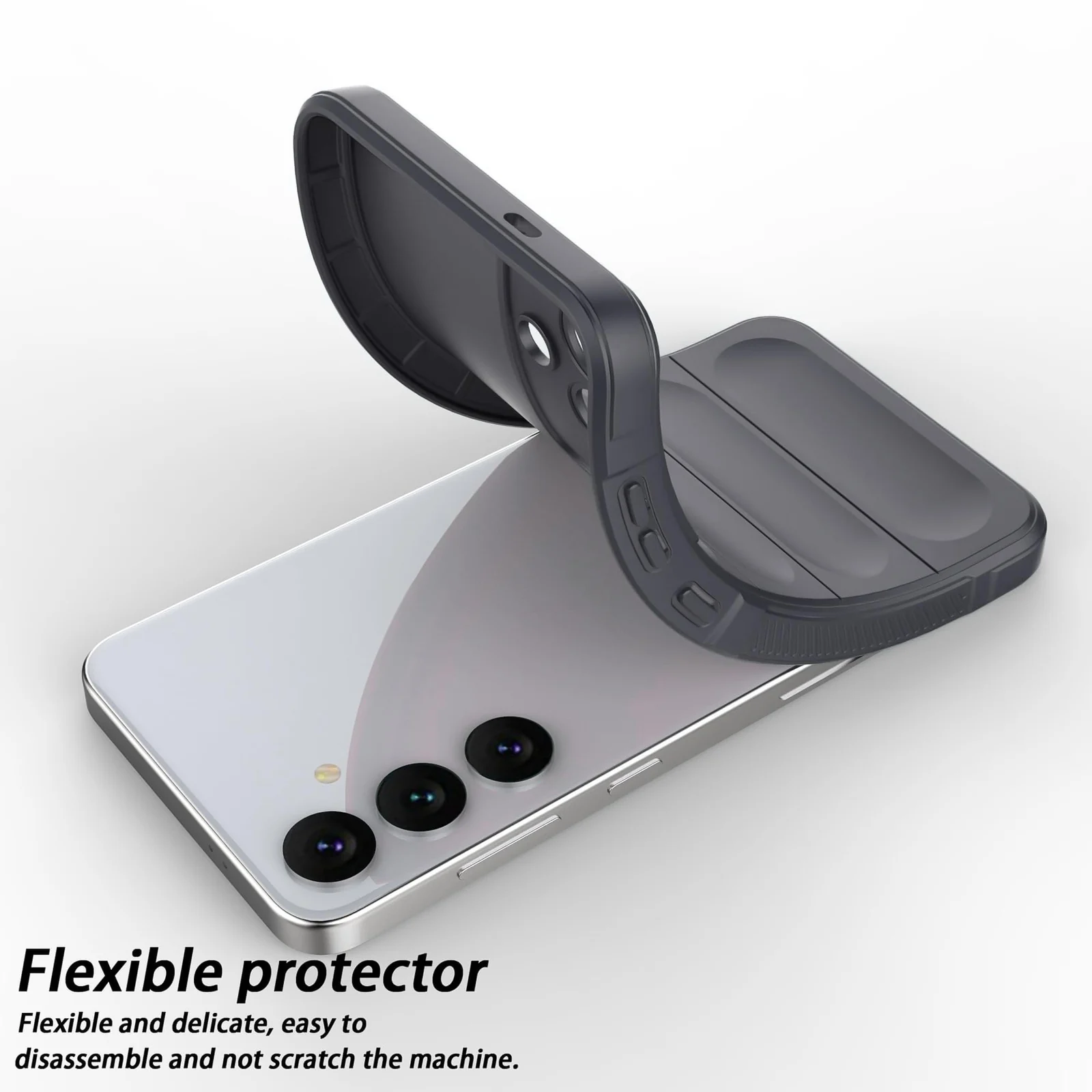DL3 Mobilak Silicone Case for Samsung Galaxy A55 Heavy Duty Protective [Slim Fit] Shockproof Soft Flexible Protective Design Shock-Absorption TPU Cover With Camera Protection - Dark Gray
