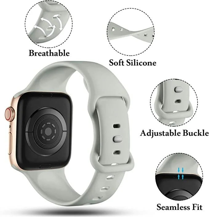 DL3 Mobilak Bands Compatible with Apple Watch Ultra 49mm 45mm 44mm 42mm 41mm 40mm 38mm, Replacement Soft Silicone Strap for iWatch Ultra/Ultra 2 Series 9/8/7/6/5/4/3/2/1 SE (42MM/44MM/45MM/49MM) - Grey
