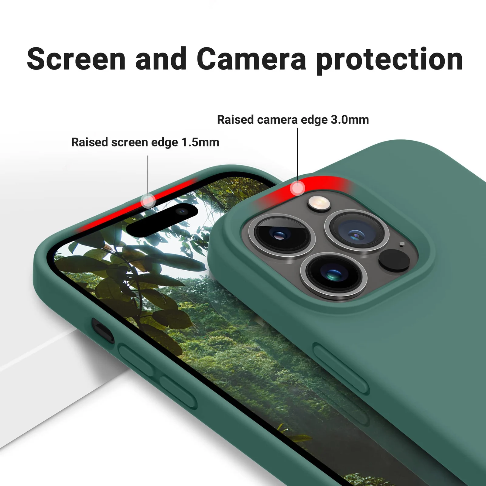 DL3 Mobilak Liquid Silicone Protective Case with Soft Microfiber Lining for iPhone 12 / 12 Pro (6.1 Inch) - Pine Green