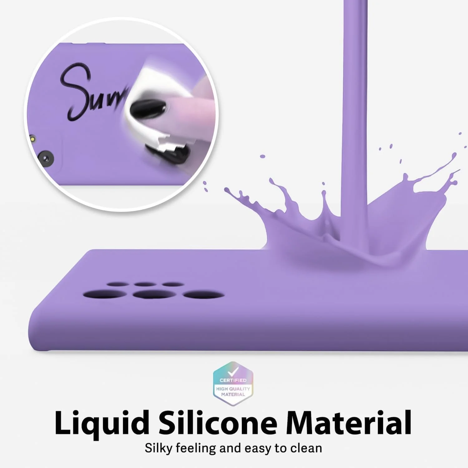 DL3 Mobilak Liquid Silicone Protective Case for Samsung Galaxy Note10 Plus with Microfiber Lining and Shockproof Design - Light Purple