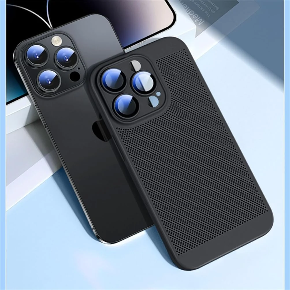 DL3 Mobilak Heat-Dissipation Hard PC Case with Built-In Camera Lens Protector for iPhone 14 Pro Max 6.7-Inch - Black