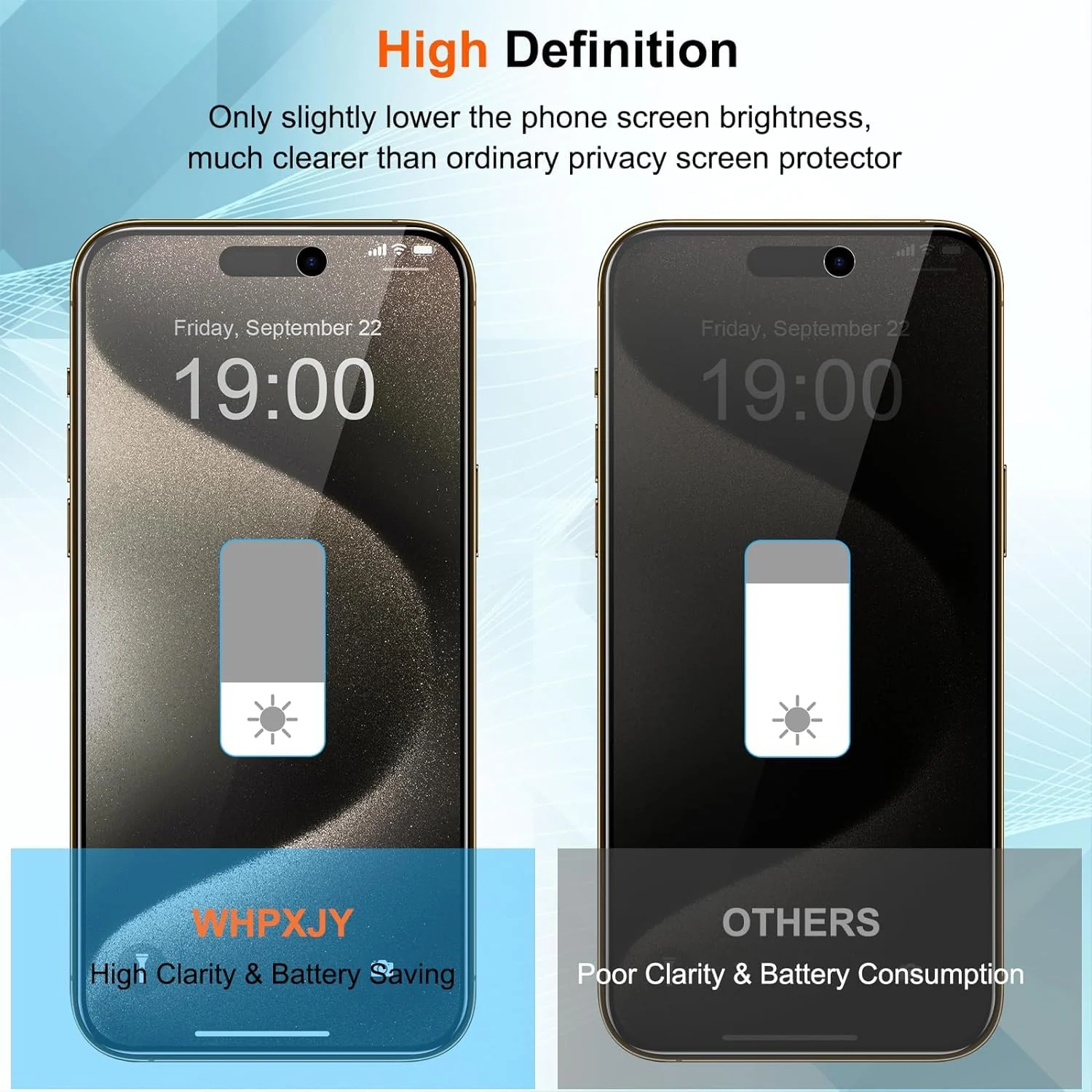 DL3 Mobilak iPhone 15/15 Pro Privacy Screen Protector, Anti-Spy 9H Hardness Tempered Glass Film [Case Friendly] [Bubble Free] - Black