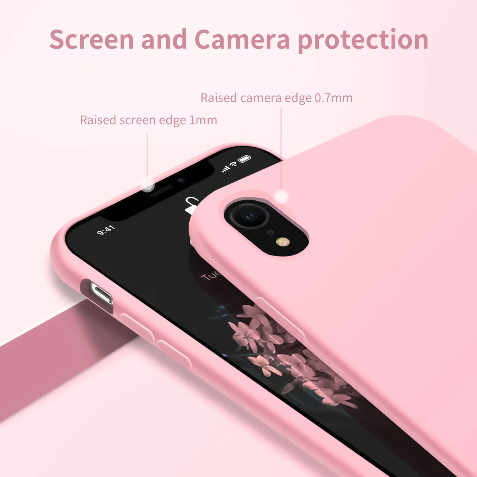 DL3 Mobilak Compatible with iPhone XR Case, Liquid Silicone Case, Full Body Protective Cover, Shockproof, Slim Phone Case, Anti-Scratch Soft Microfiber Lining - Pink