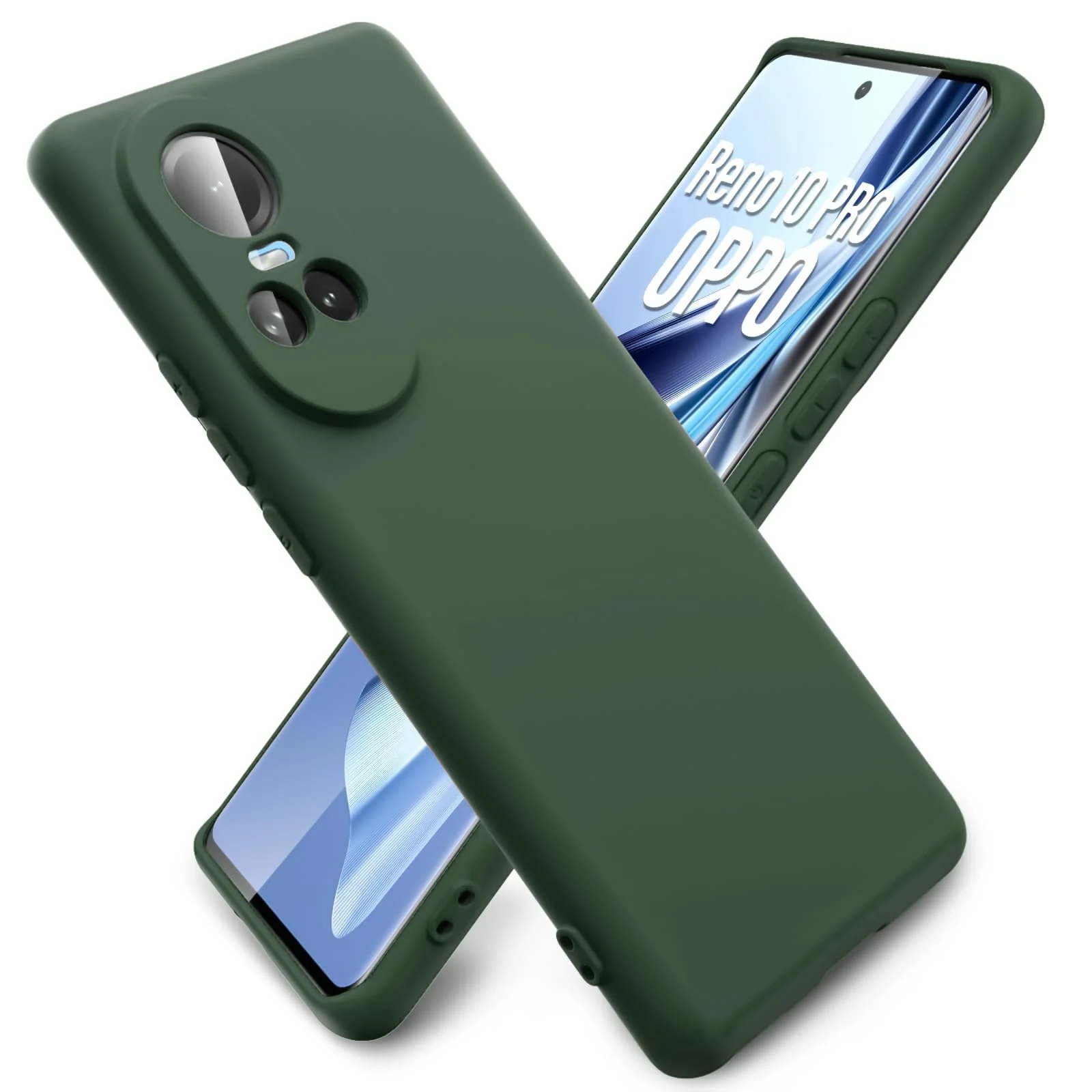 DL3 Mobilak Liquid Silicone Protective Case with Soft Microfiber Lining with Full Camera Protection for OPPO Reno 10 5G / OPPO Reno 10 Pro 5G - Green