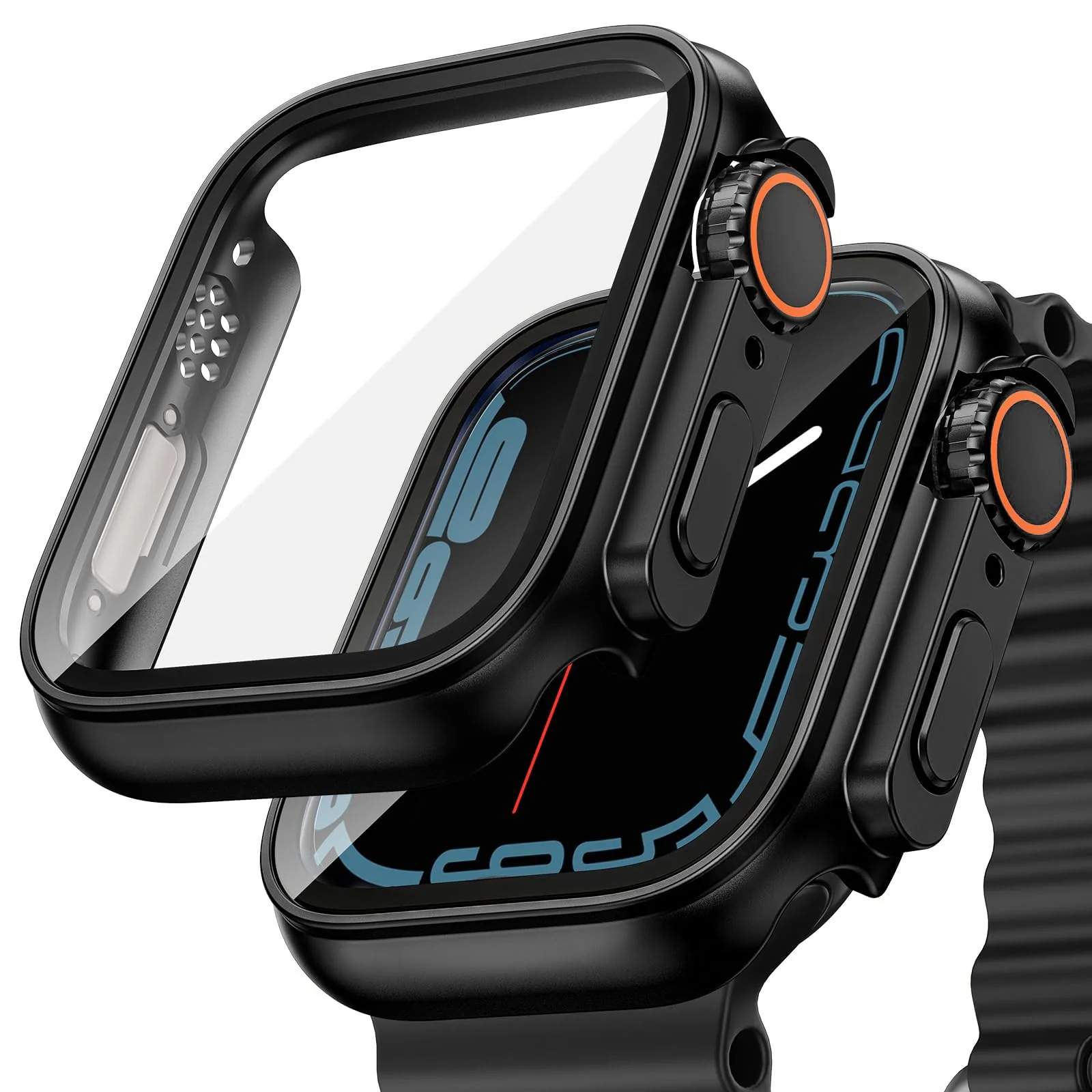 DL3 Mobilak for Apple Watch 41mm Screen Protector Case, [ Looks Like Ultra Protector Case ] Built-in Tempered Glass Screen Unique Design Case Cover for iWatch 41mm Series 9 8 7