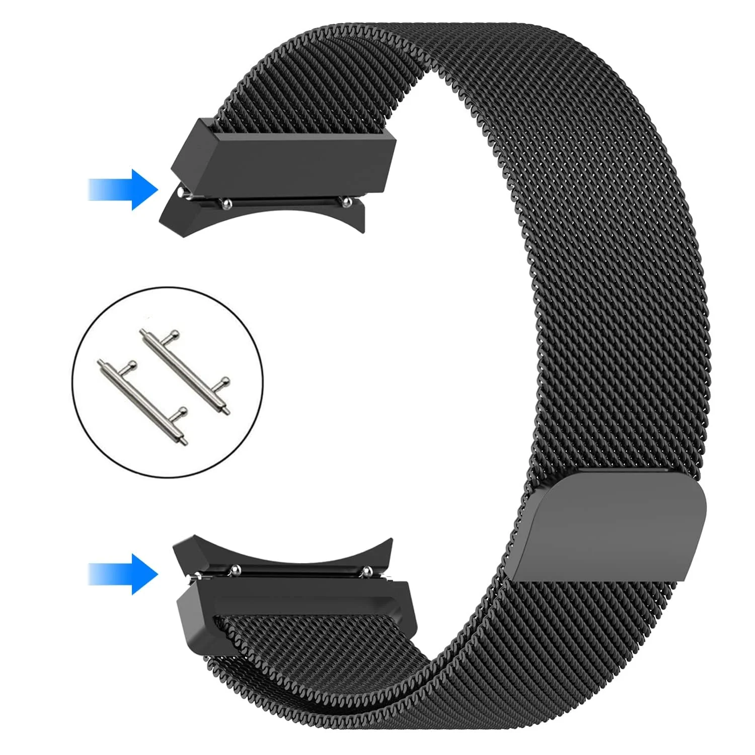 DL3 Mobilak No Gap Metal Band Compatible with Samsung Galaxy Watch 7 6 5 4 FE 40mm 44mm, Galaxy Watch 6 4 Classic 47mm 43mm 42mm 46mm/Watch 5 Pro 45mm, Stainless Steel Wristband Women Men - Black