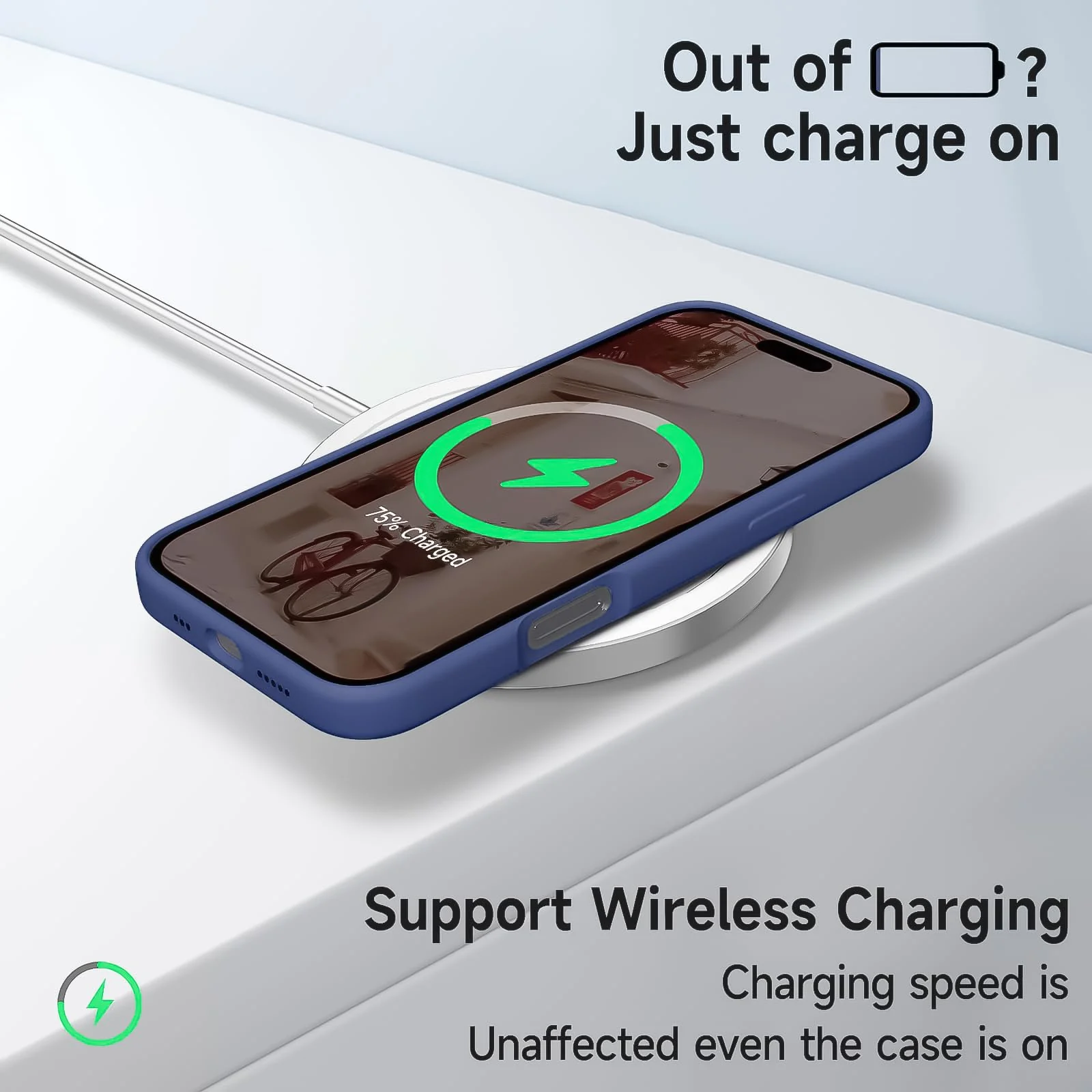 DL3 Mobilak Liquid Silicone Case for iPhone 16 6.1-inch, Supports wireless charging, Shock-absorbing protection, Scratch-resistant surface - Blue