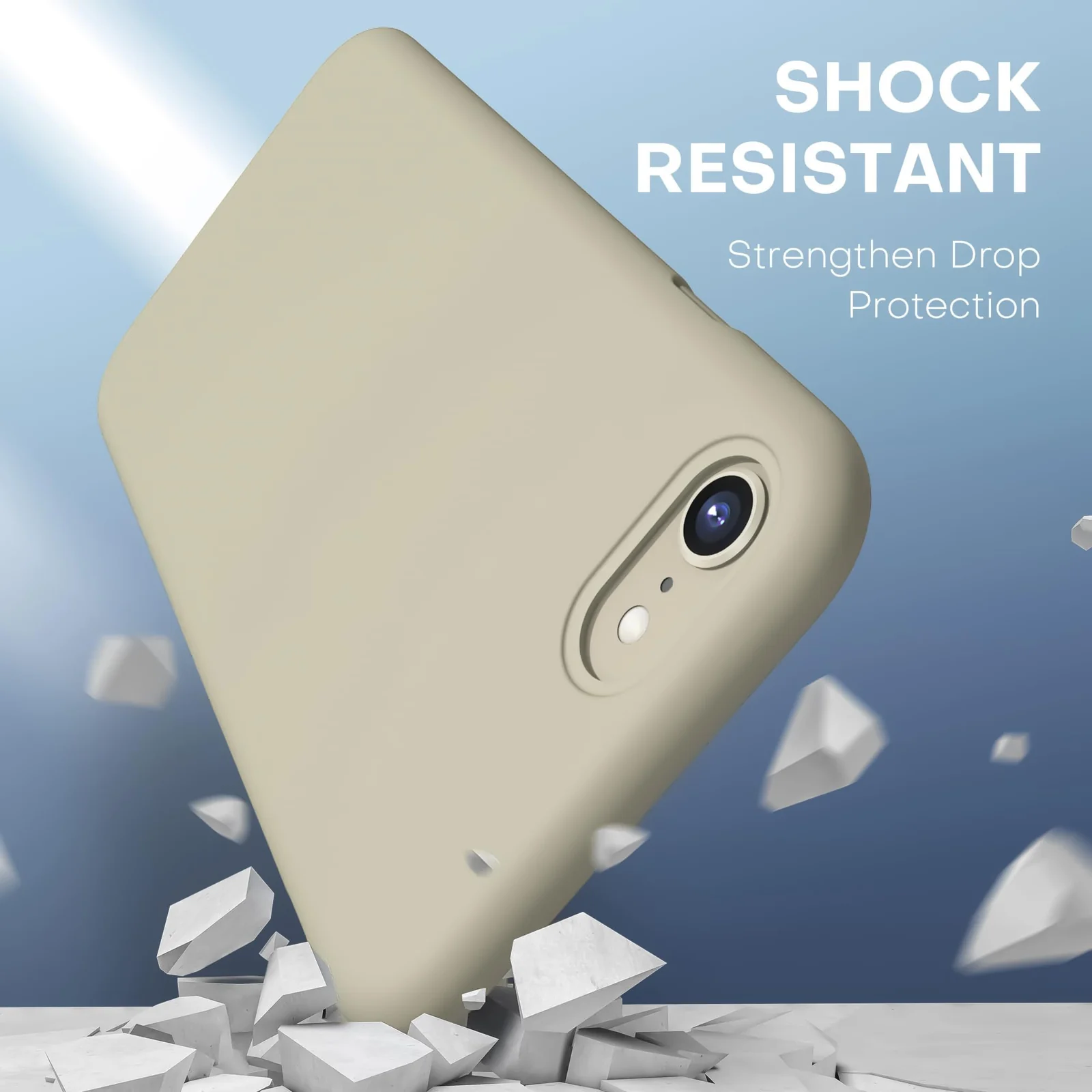 DL3 Mobilak Liquid Silicone Protective Case for iPhone SE 2022, SE 2020, iPhone 7, iPhone 8 with Camera Protection and Microfiber Lining - Cream 2