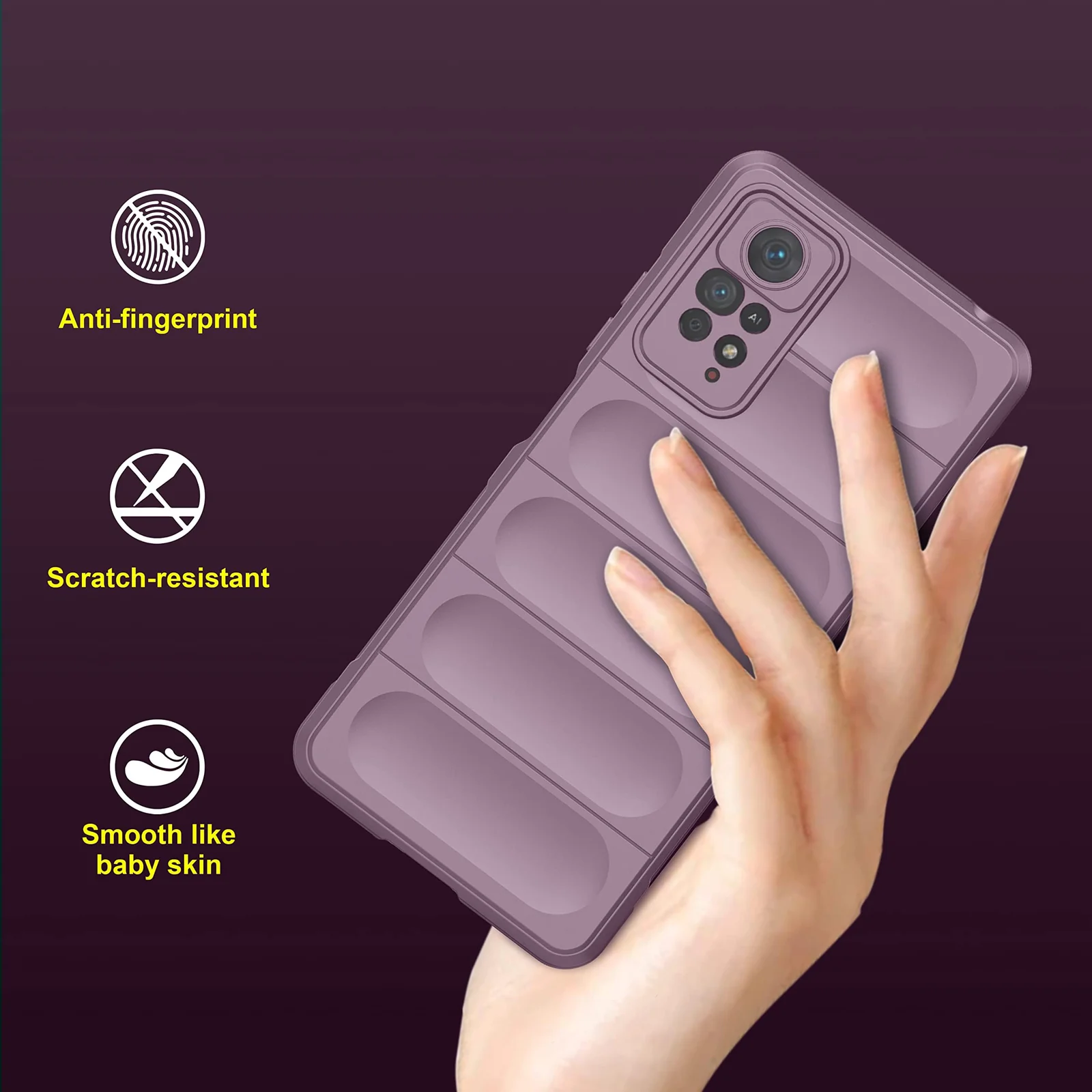 DL3 Mobilak Flexible Silicone and TPU Protective Case with Camera Protection for Xiaomi Redmi Note 12 Pro 4G / Redmi Note 11 Pro 4G&5G - Purple